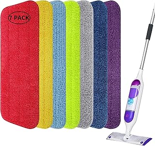 Spray Mop Pads Compatible with Swiffer PowerMop - MEXERRIS Microfiber Wet Mops Heads Replacement Washable Reusable Flat Mop Refills Fit for All Spray Floor Mops & Reveal Mop, 7 Pack/Set Multicolor