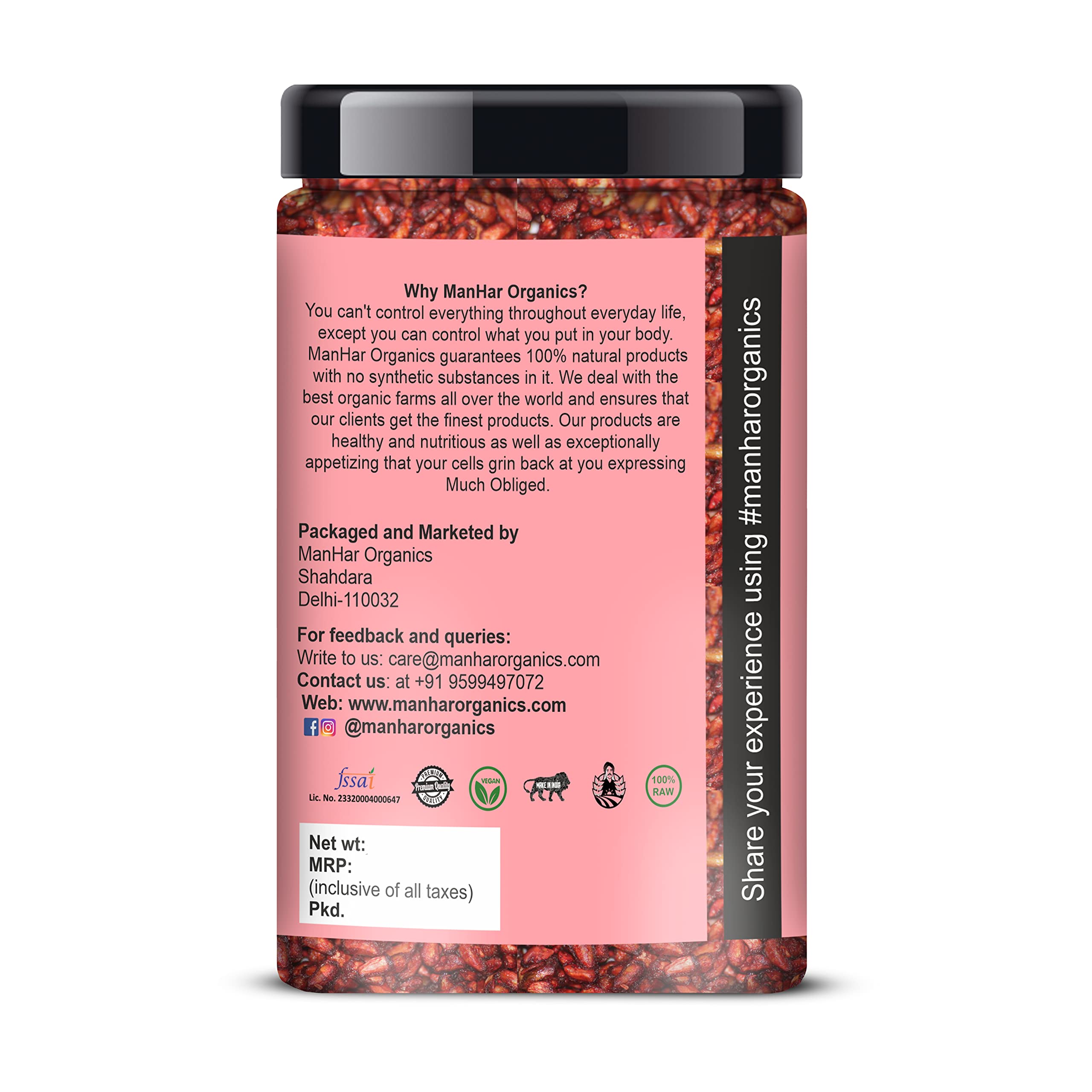 ManHar Organics Dried Pomegranate Seeds (Anardana) 400g Jar | Natural Sun-Dried Anar Dana Seeds | Whole Dry Pomegranate Seeds | Tangy Flavor for Chutneys, Curries & Spice Blends 1