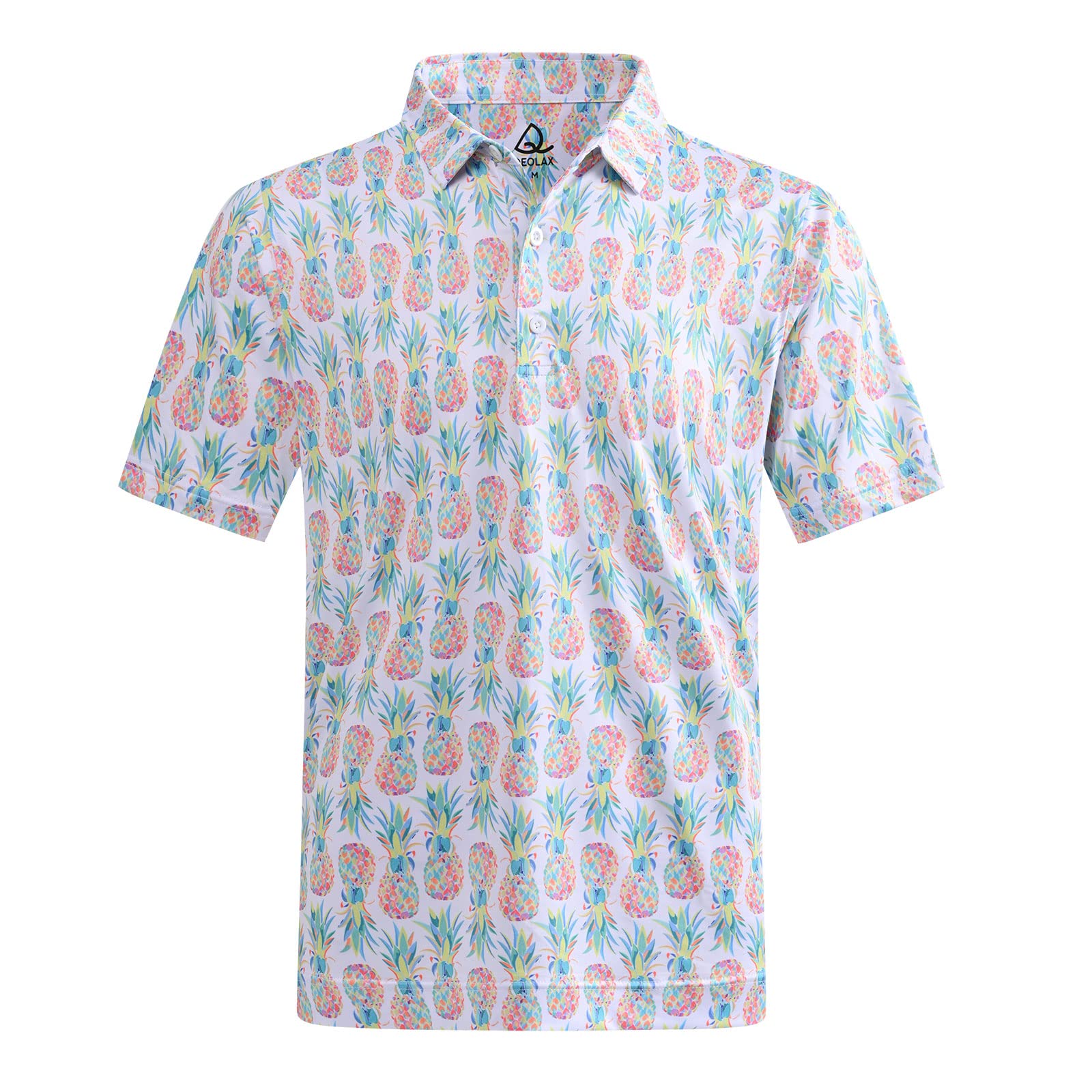 DEOLAXMens Polo Shirts Performance Moisture Wicking Mens Golf Shirt Fashion Print Dry Fit Golf Shirts Short Sleeve