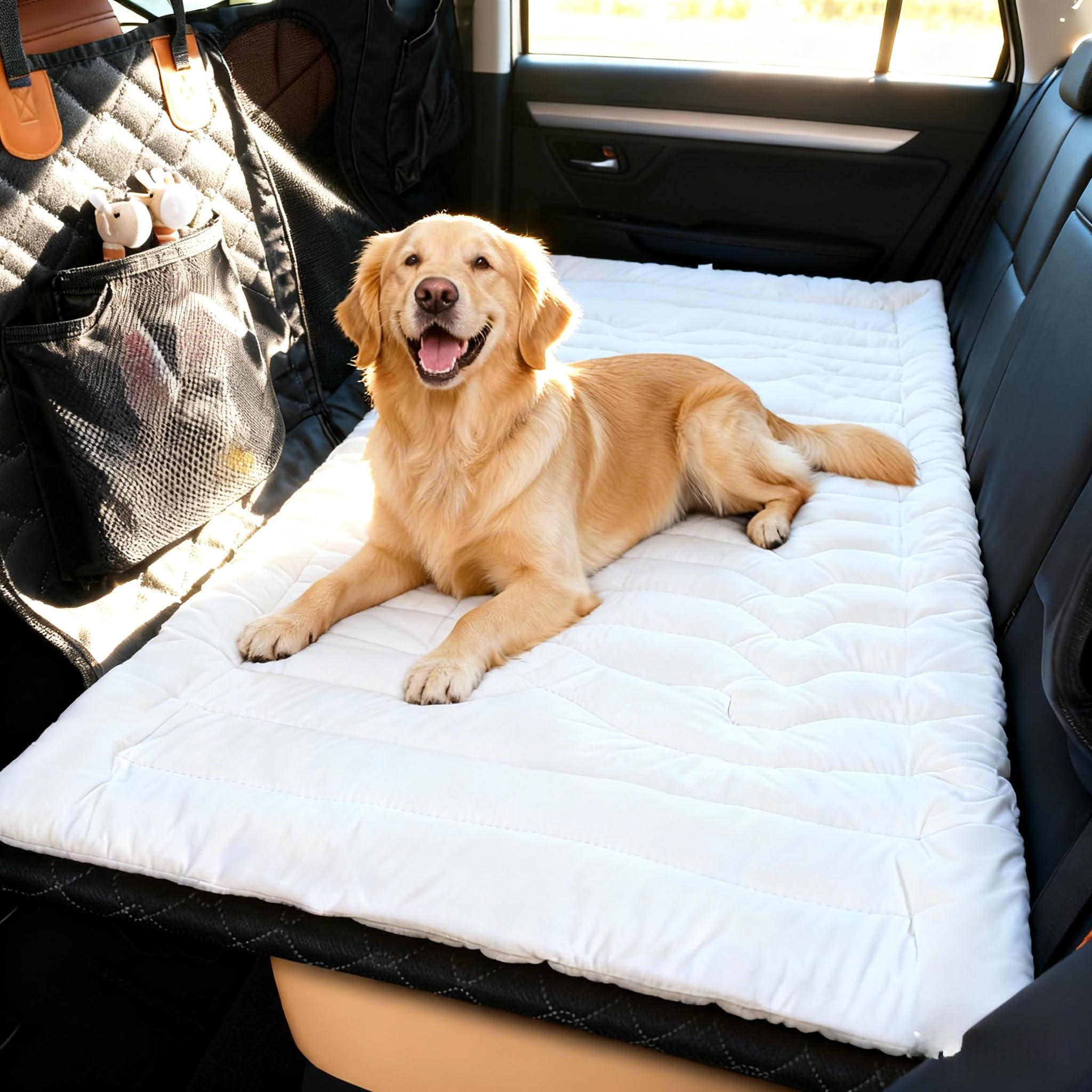 ESARR Dog Car Seat Cover for Back Seat,Fits Hard Bottom Pet Bed for Car Seat, Dual-Sided Design for Backseat Extenders and Seat Covers, Travel