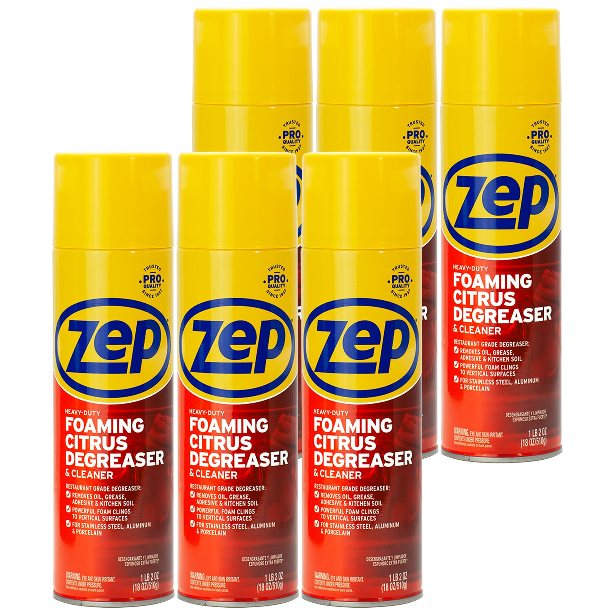 Zep Heavy-Duty Foaming Citrus Degreaser & Cleaner - 18 Oz. (Case of 6) - ZUHFD186 - Pro-Trusted Citrus Formula Cuts Through Grease & Grime with Ease