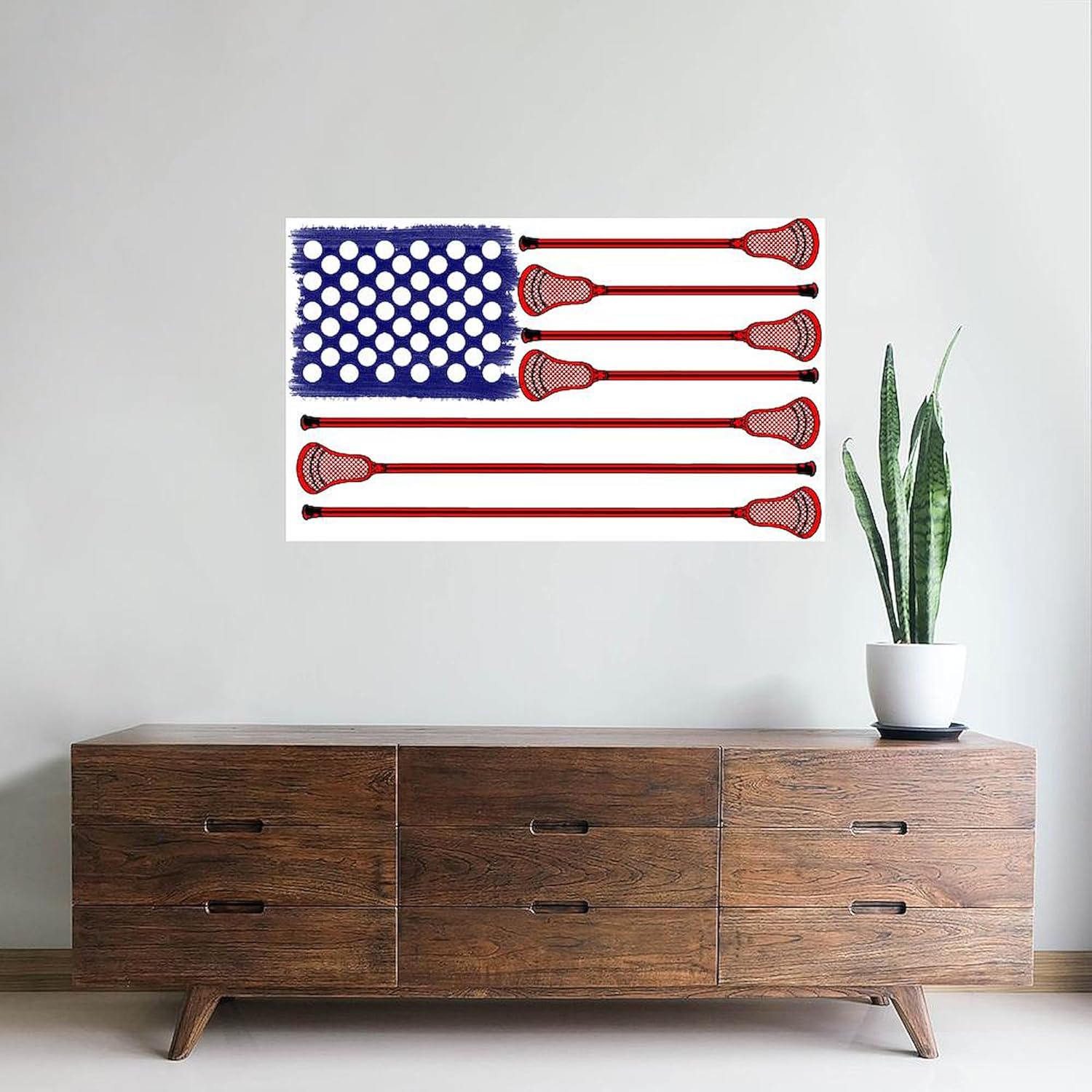 CafePress Lacrosse Americasgame 35X21 Wall Peel 35x21 Wall Decal, Vinyl Wall Peel, Reusable Wall Cling