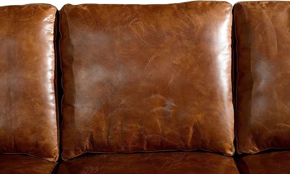 Crafters and Weavers English Rolled Arm Sofa in Light Brown Leather