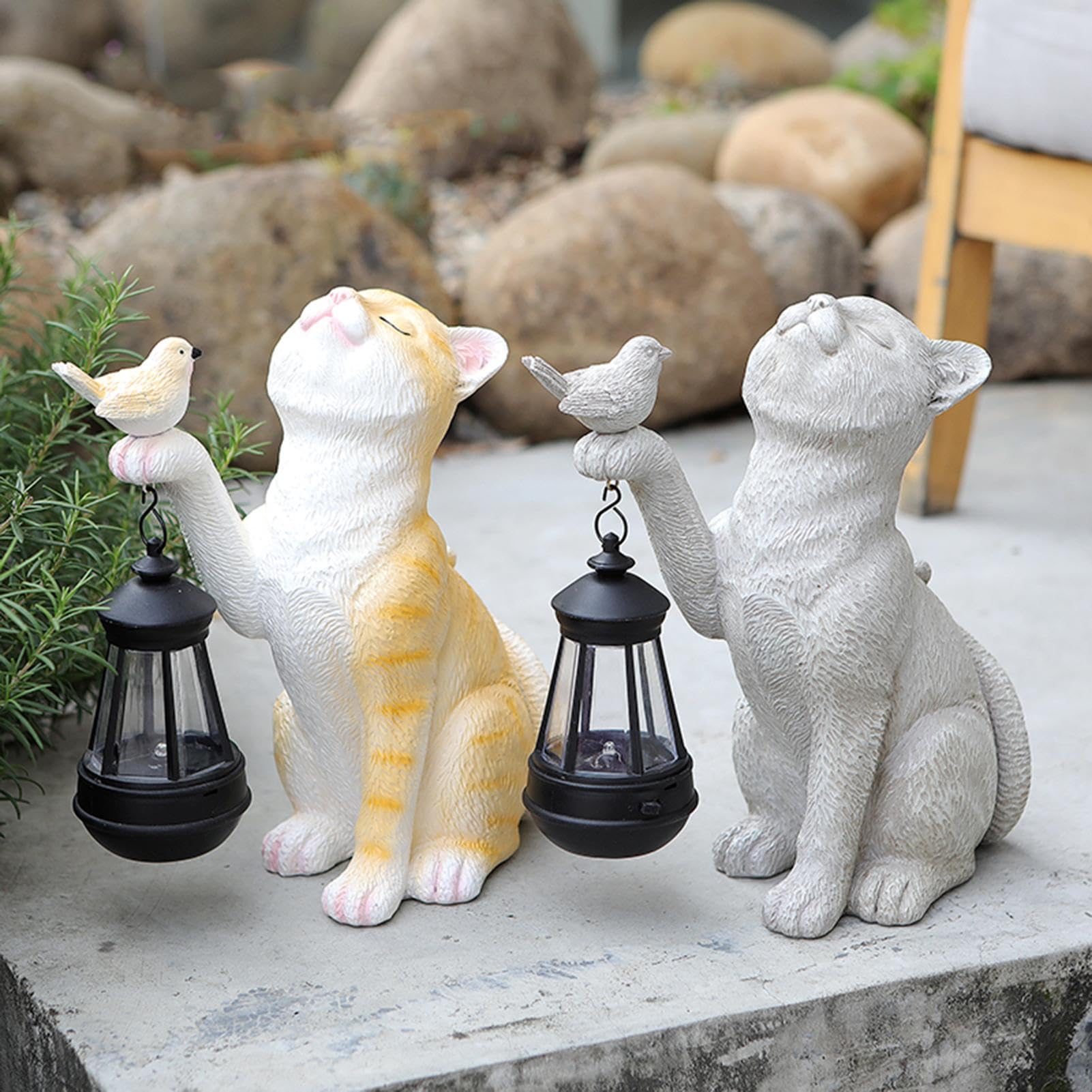 Statua ornamentale a energia solare a forma di gatto