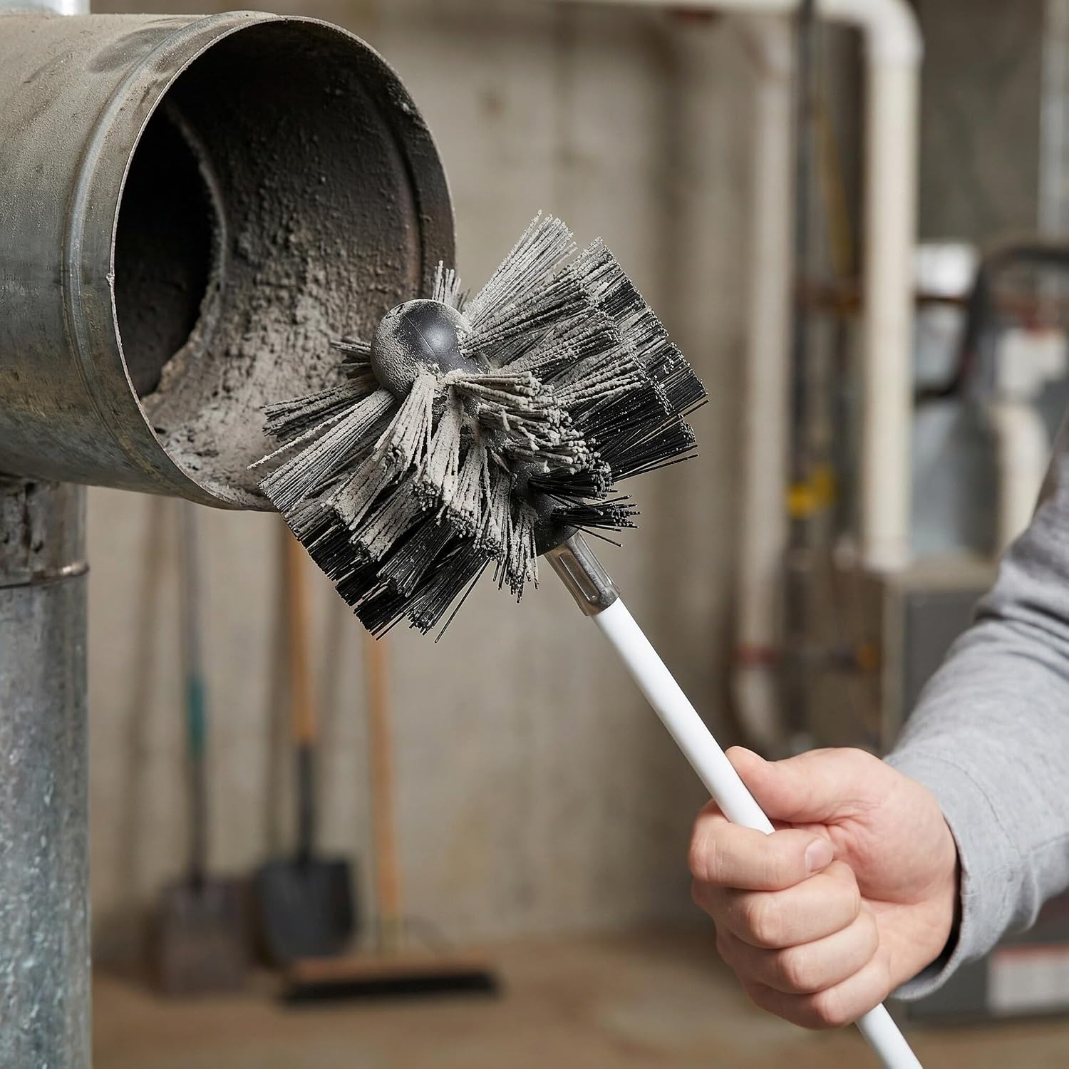 15ft Chimney Cleaning Brush Set with 12 Extendable Rods, 4-inch Brush Head, Hex Connector, and Dryer Vent Cleaner Tool Kit for Fireplace and Stove Maintenance