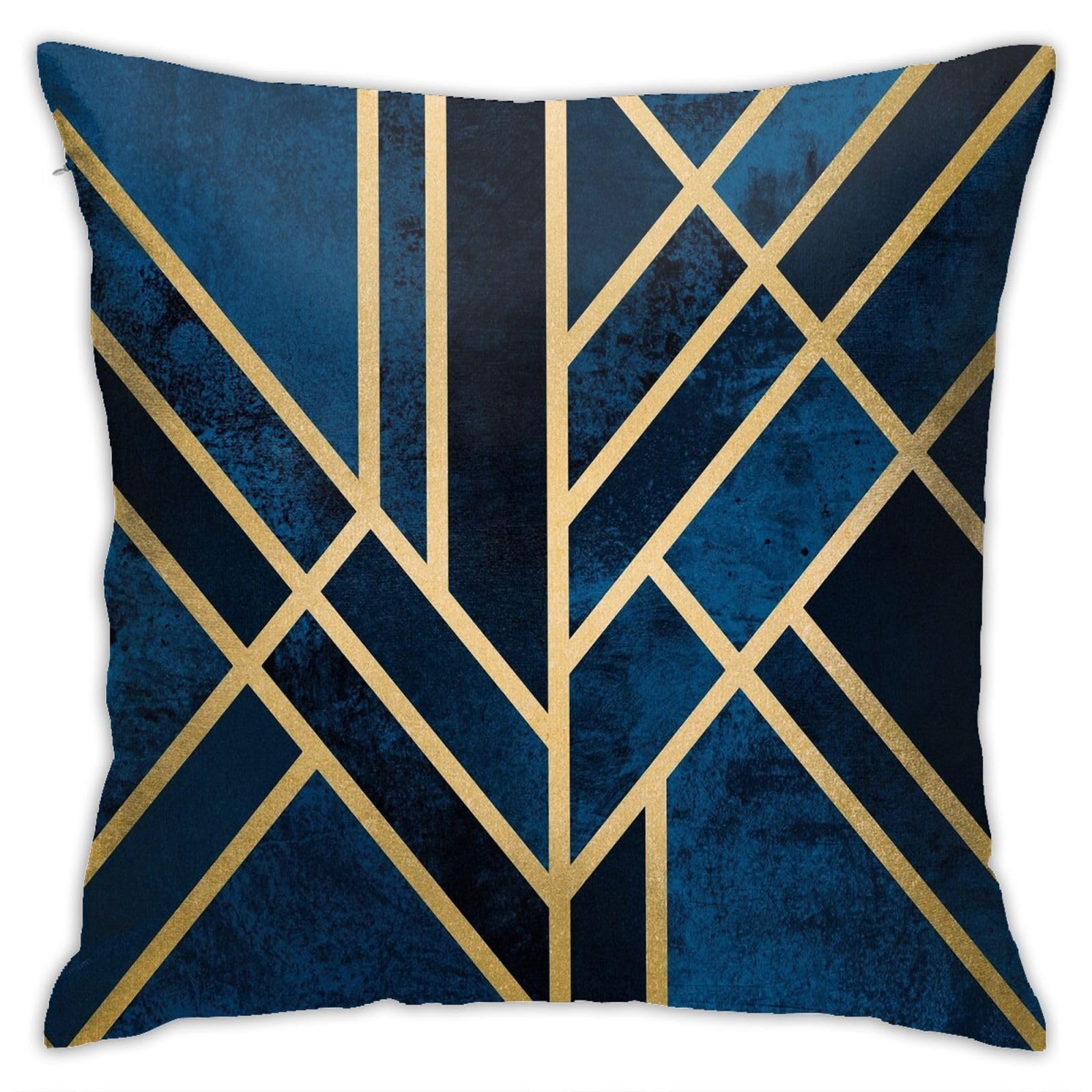 Art Deco Midnight Throw Pillow Covers 18"X18" Cozy Velvet Square Throw Pillowcases Home Decor For Bed Couch Sofa Living Room Cushion Cover