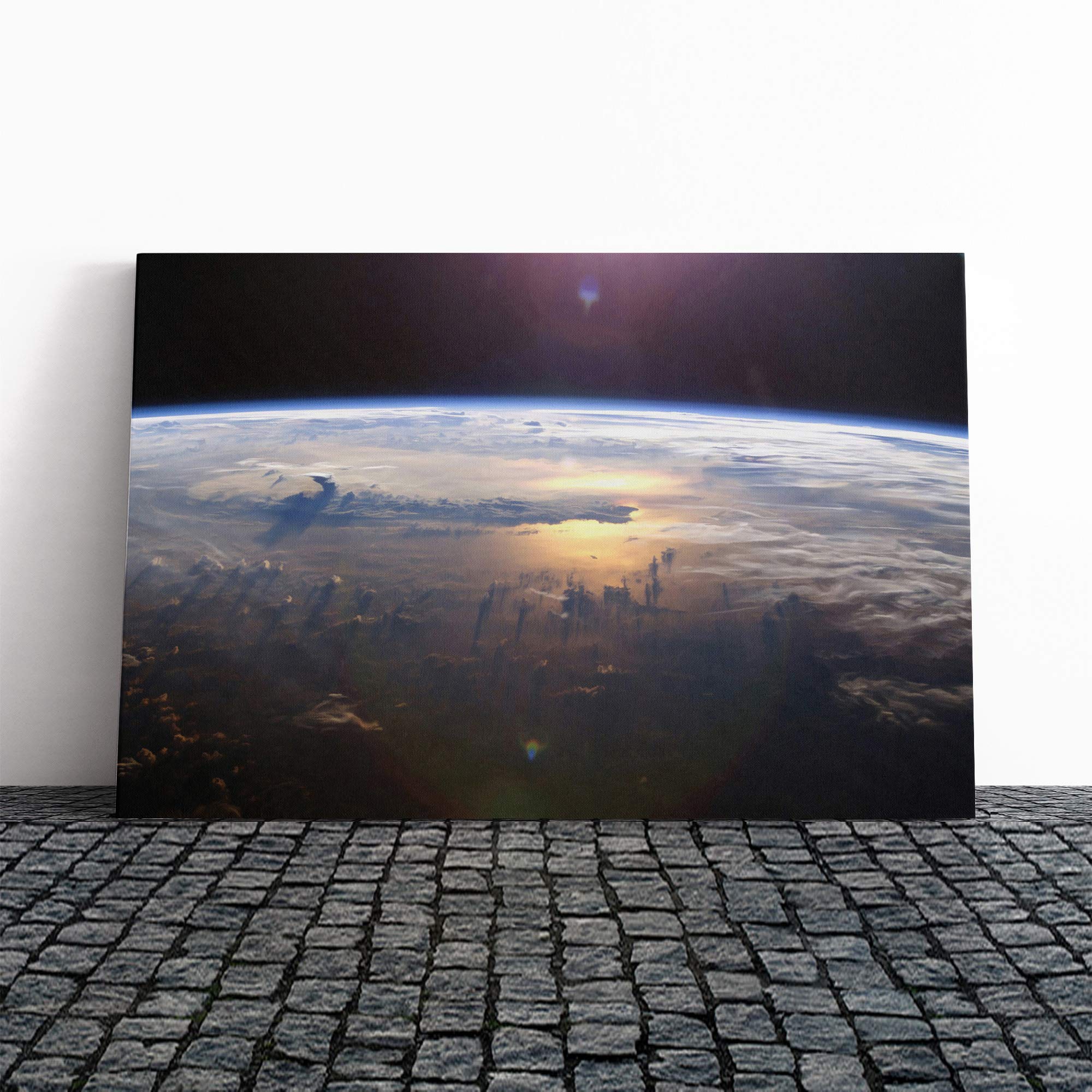 Gravity Earth Space Canvas Print | Gallery Wrapped 30mm Frame Wall Art | 24x16 inches | Ready to Hang | Modern Space Picture | Living Room Bedroom Lounge Office