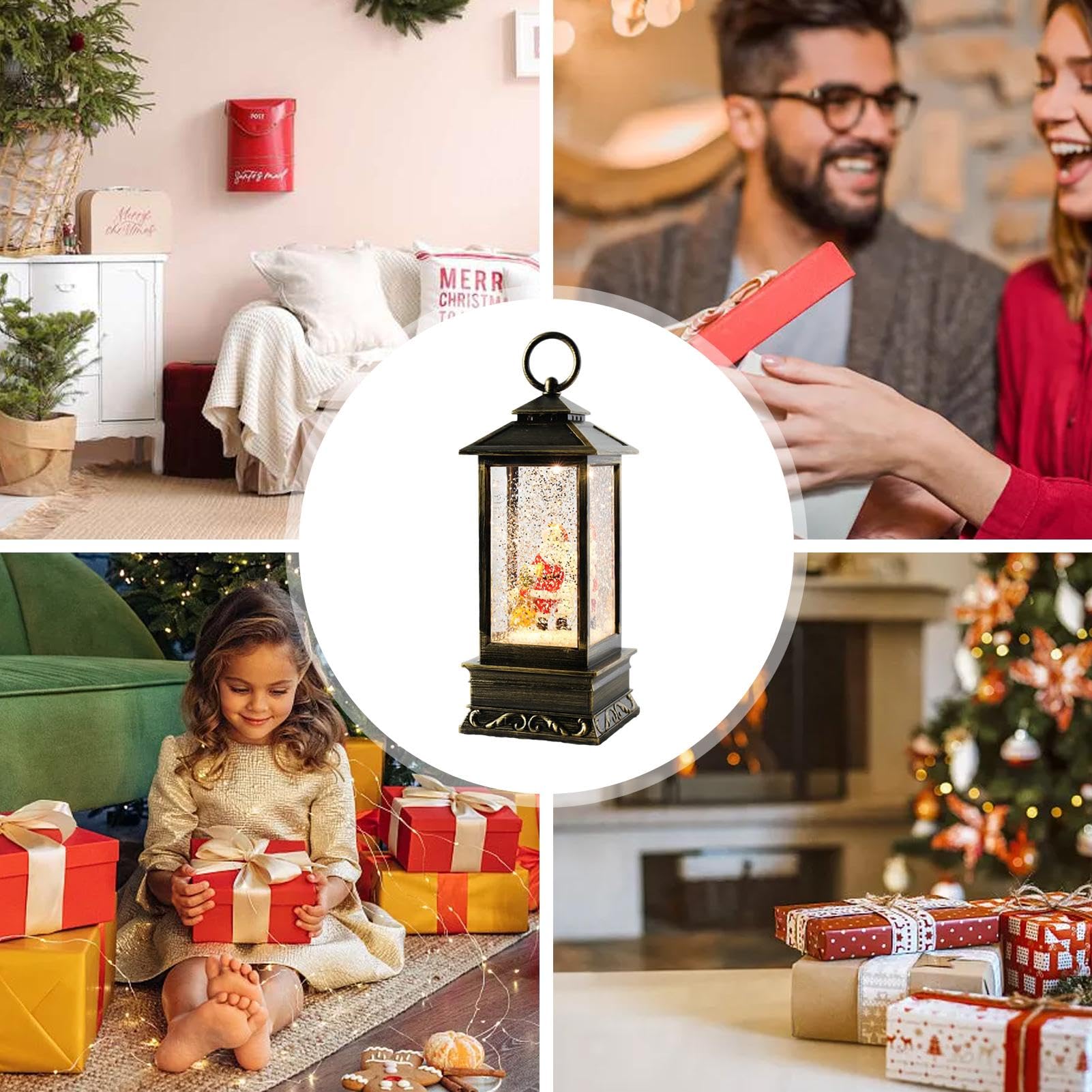 Boule à Neige Avec Musique | Décorations De Noël Lumineuses USB, Jolies Pièces Maîtresses De Table Vintage, Lanterne Alimentée Par Piles Pour Mur Et Fenêtre