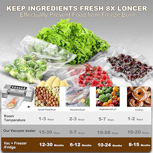 Miniatura 8 de Máquina Selladora al Vacío de Alimentos de Precisión, Sistema de Sellado al Vacío Completamente Automático POWOT, Saver de Alimentos al Vacío Pro