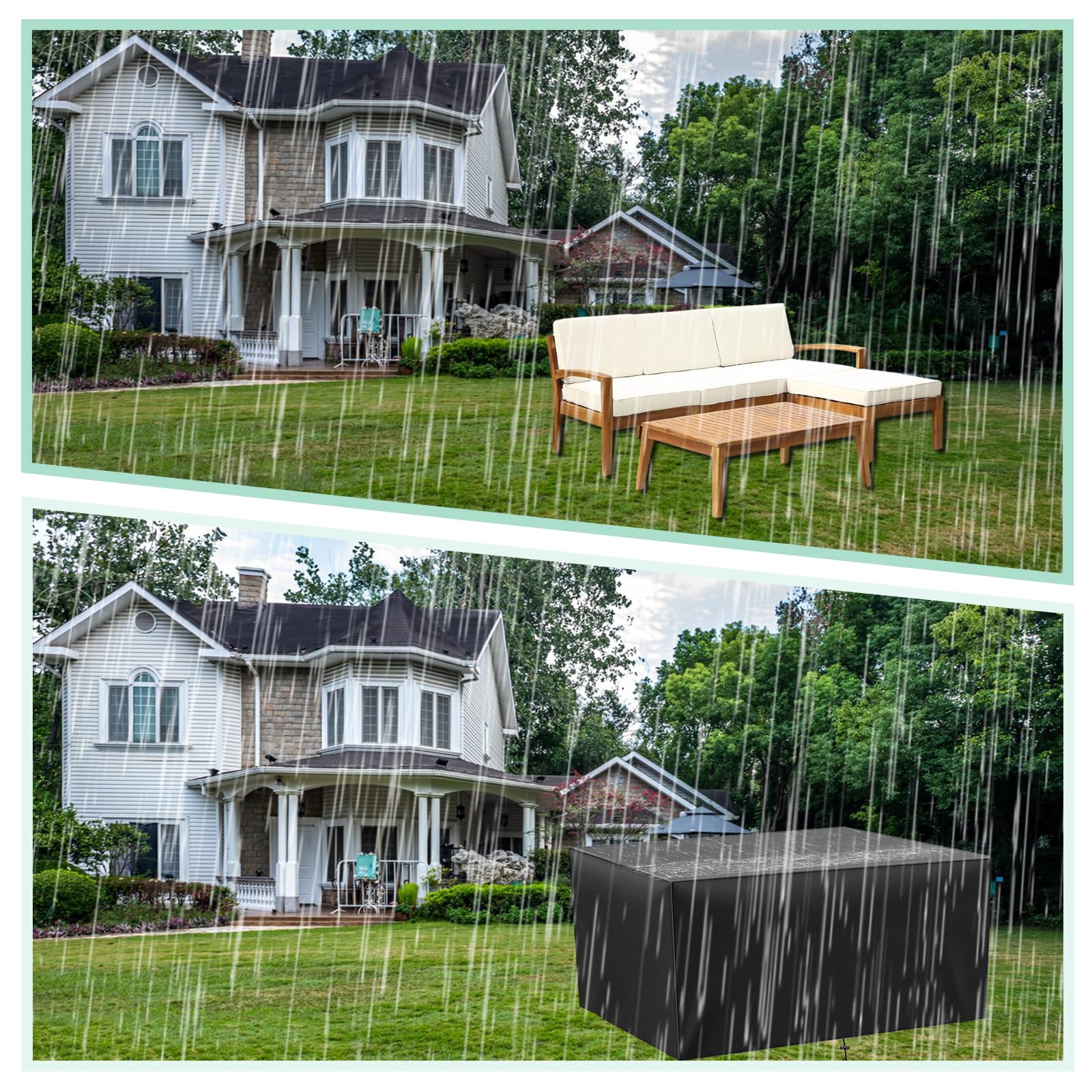 WHXQSH Funda Para Muebles De Jardín Impermeable,120x60x95cm(LxWxH) Protectora Para Muebles De Jardín,Paño Oxford 420D Cubierta De Mesa De Jardín Para Patio,Anti-UV