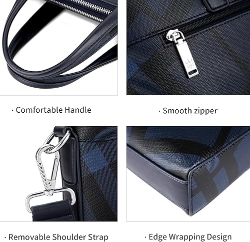 Miniatura 6 de FSD.WG Bolsa de negocios Maletín de cuero Bolso de negocios para computadora portátil para hombres, Azul