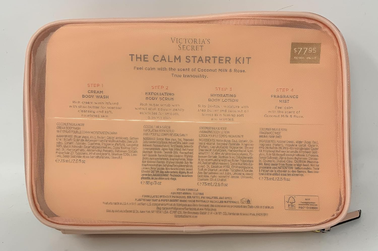 Victoria's Secret Coconut Milk & Rose Travel Set: Body Wash, Scrub, Lotion, Mist - Image 3