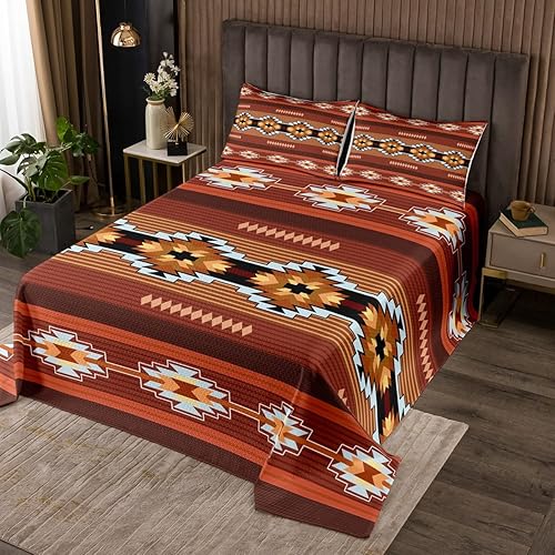 Vista 121 de Erosebridal Ethnic Tribe Feather Coverlet Set Geometric Aztec Bedspread,Western Quilted King African Tribe Arrow Retro Vintage Exotic Geometric