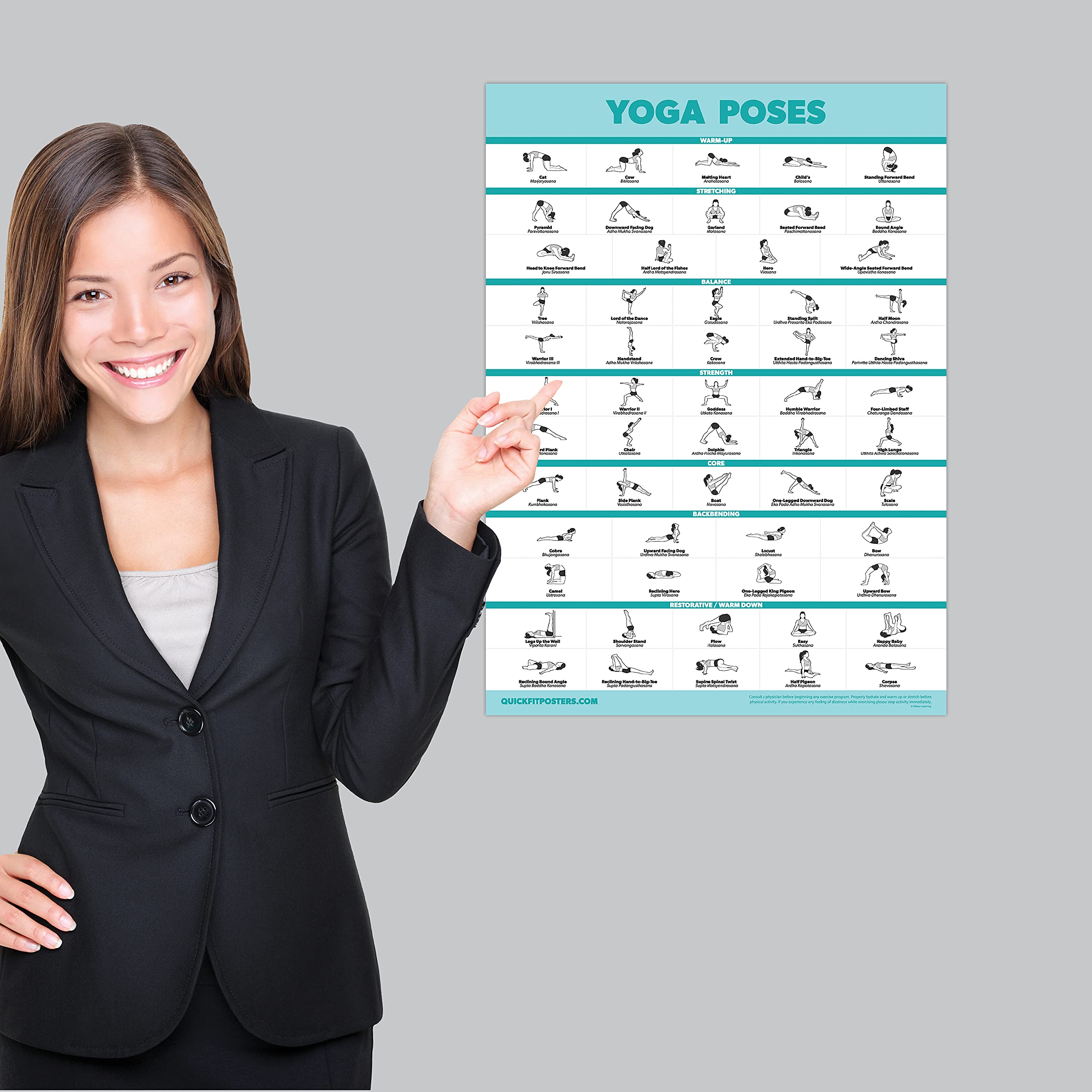 Palace Learning Yoga- und Dehnübungsposter – Set mit 2 laminierten Tafeln – Yoga-Positionen und Dehnübungen [leicht] (laminiert, 45,7 x 61 cm)
