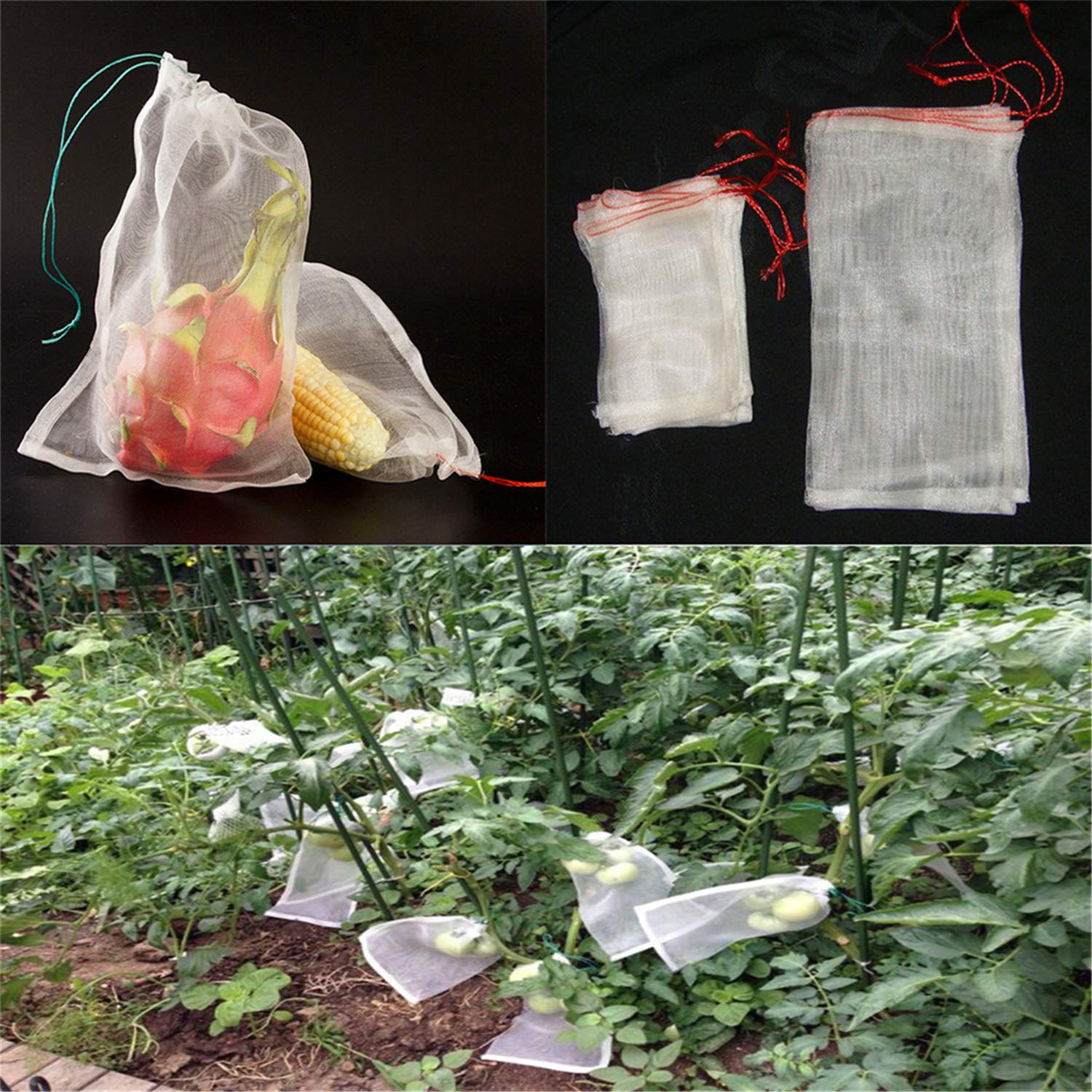 Paquete de 20 bolsas de malla transpirable para plantas de jardín, flores y frutas (21.5 x 14 pulgadas), bolsas duraderas resistentes a plagas y pájaros