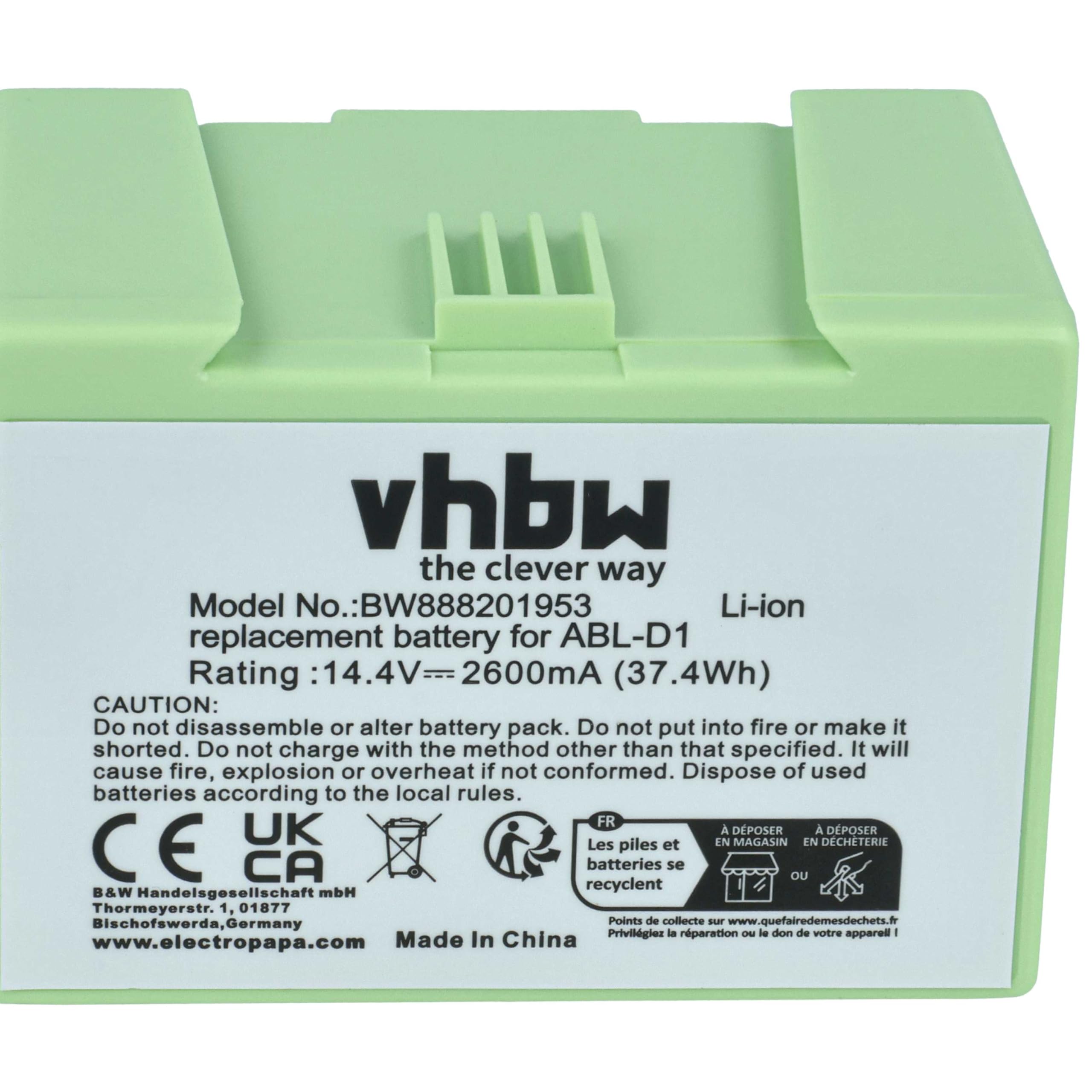 vhbw batteria compatibile con iRobot Roomba J7, J557840 home cleaner nero (2600mAh, 14,4V, Li-Ion)