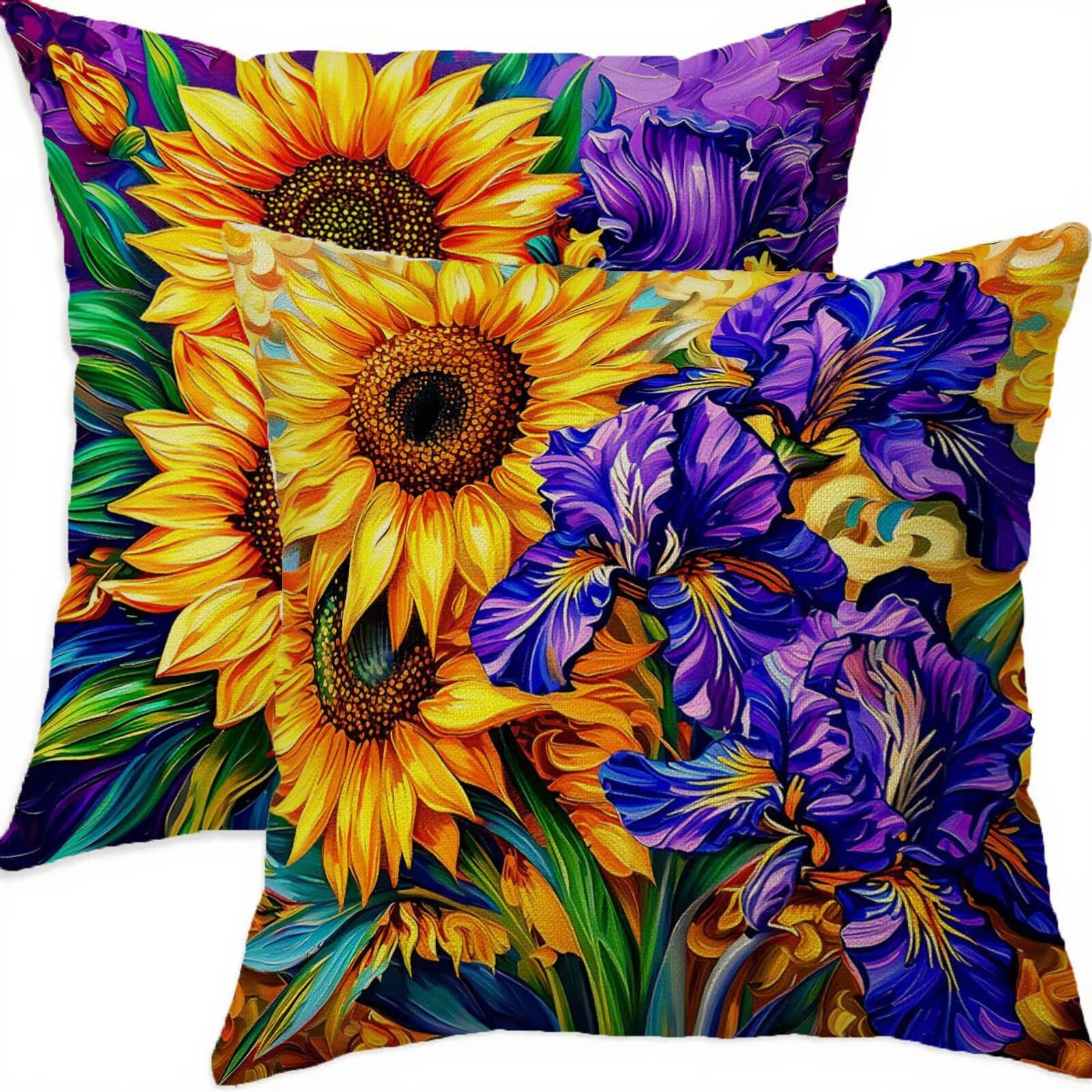 Taie oreiller 70x70cm et housse coussin lin carré double face pour décor de terrasse