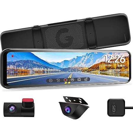 Amazon Co Jp Pormido ドライブレコーダー ミラー型 前後カメラ 業界初販売12インチフロントカメラを本体から完全に分離式 ソニーimx307センサー ドライブレコーダー前後カメラ デジタルインナーミラー 上下反転 左右反転 タッチパネル 前170 後140 広角 前後
