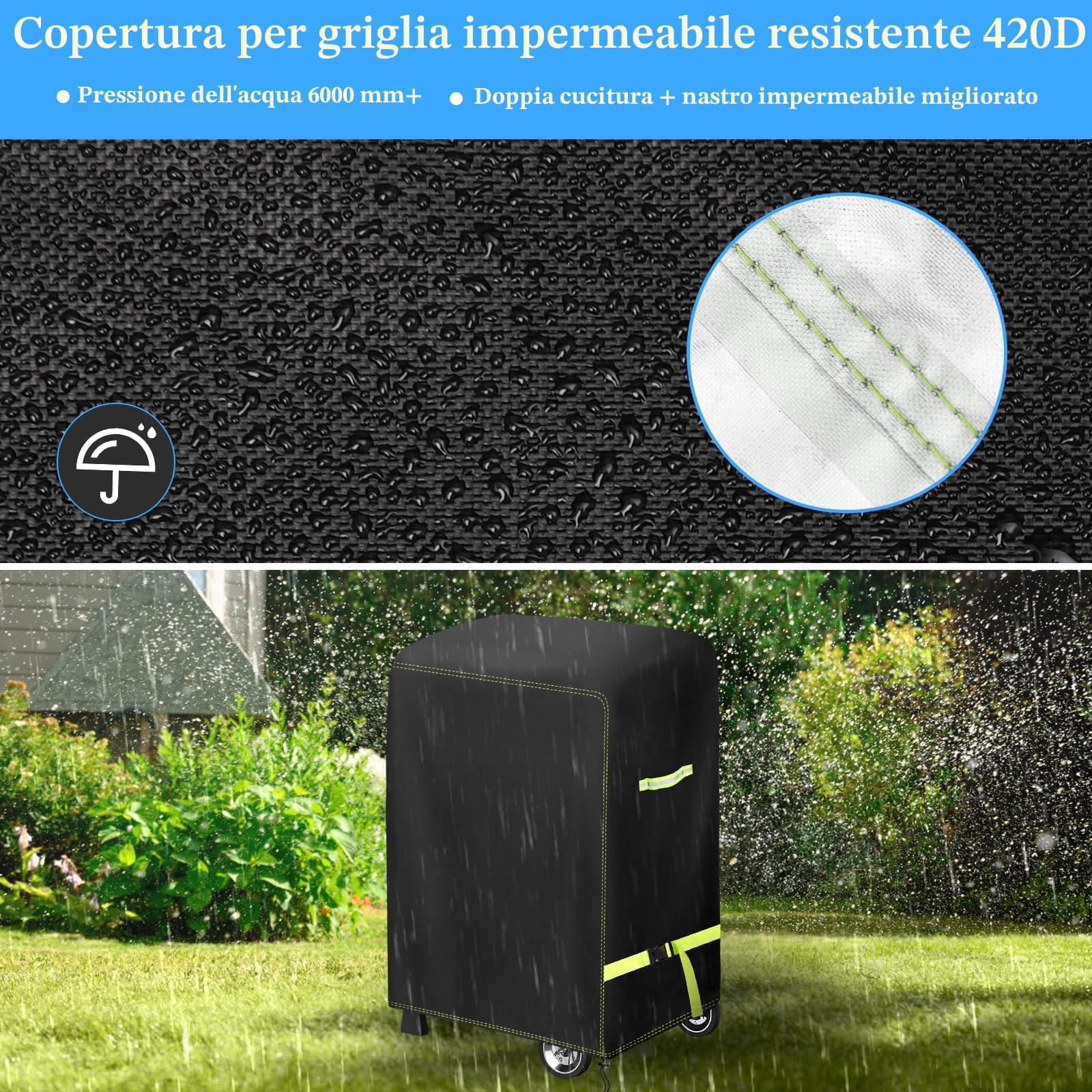 Copertura Barbecue Impermeabile 420D Tessuto Oxford 90 x 70 x 110cm per BBQ Grill