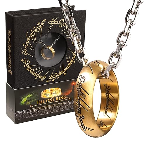 The Noble Collection The Lord of The Rings The One Ring - Anodised Stainless Steel One Ring on 24in (61cm) Chain - Officially Licensed Film Set Movie Props Jewellery Gifts