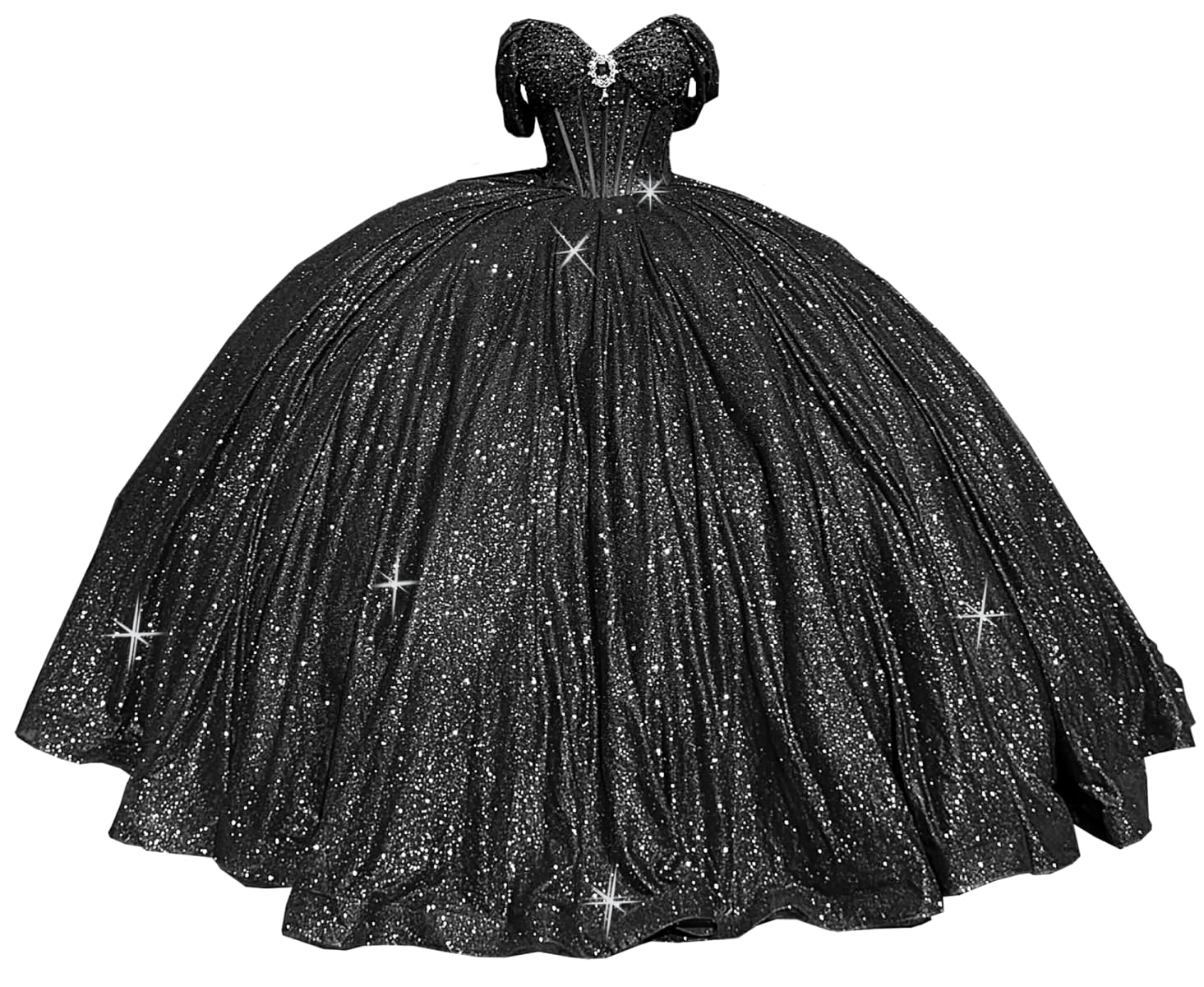 Sparkly Quinceanera Dress with Bow Puffy Sweet 16 Dresses Ball Gown with Train Off Shoulder Formal Party Gown SE016