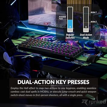 Ranked Master M65 HE 65% | Rapid Trigger Technology | Magnetic Mechanical Gaming Keyboard | 68 Keys RGB LED for PC/Mac Gamer | US Layout (Black, Clear Switch)
