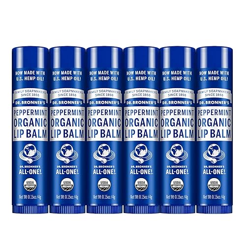 Dr Bronners - Bálsamo labial orgánico menta 015 onzas 6 unidades - Fabricado con cera de abeja orgánica y aceite de aguacate para labios secos manos Dr Bronners - Bálsamo labial orgánico menta 015 onzas 6 unidades - Fabricado con cera de abeja orgánica y aceite de aguacate para labios secos manos