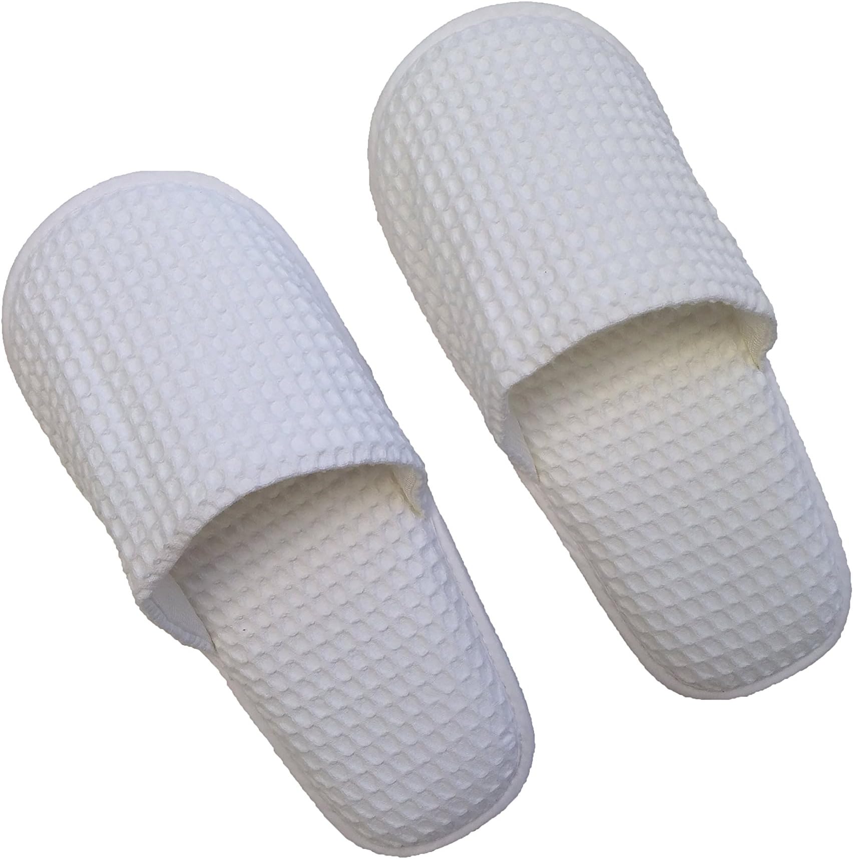Premium Closed Toe Unisex Cotton Waffle Slippers (1 Pair) (White)