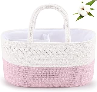 ABenkle Cotton Rope Diaper Caddy Organizer (Pink): Essential Nursery Storage