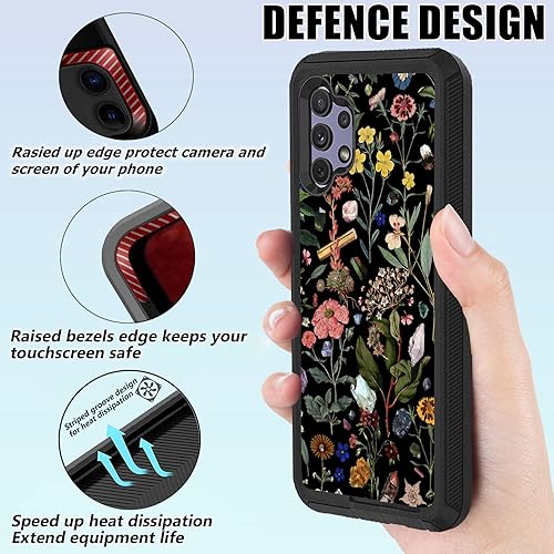 Miniatura 3 de Funda compatible con Aesthetics Samsung Galaxy A32 5G con protector de lente de cámara para niñas y mujeres, bonito diseño floral, a prueba de
