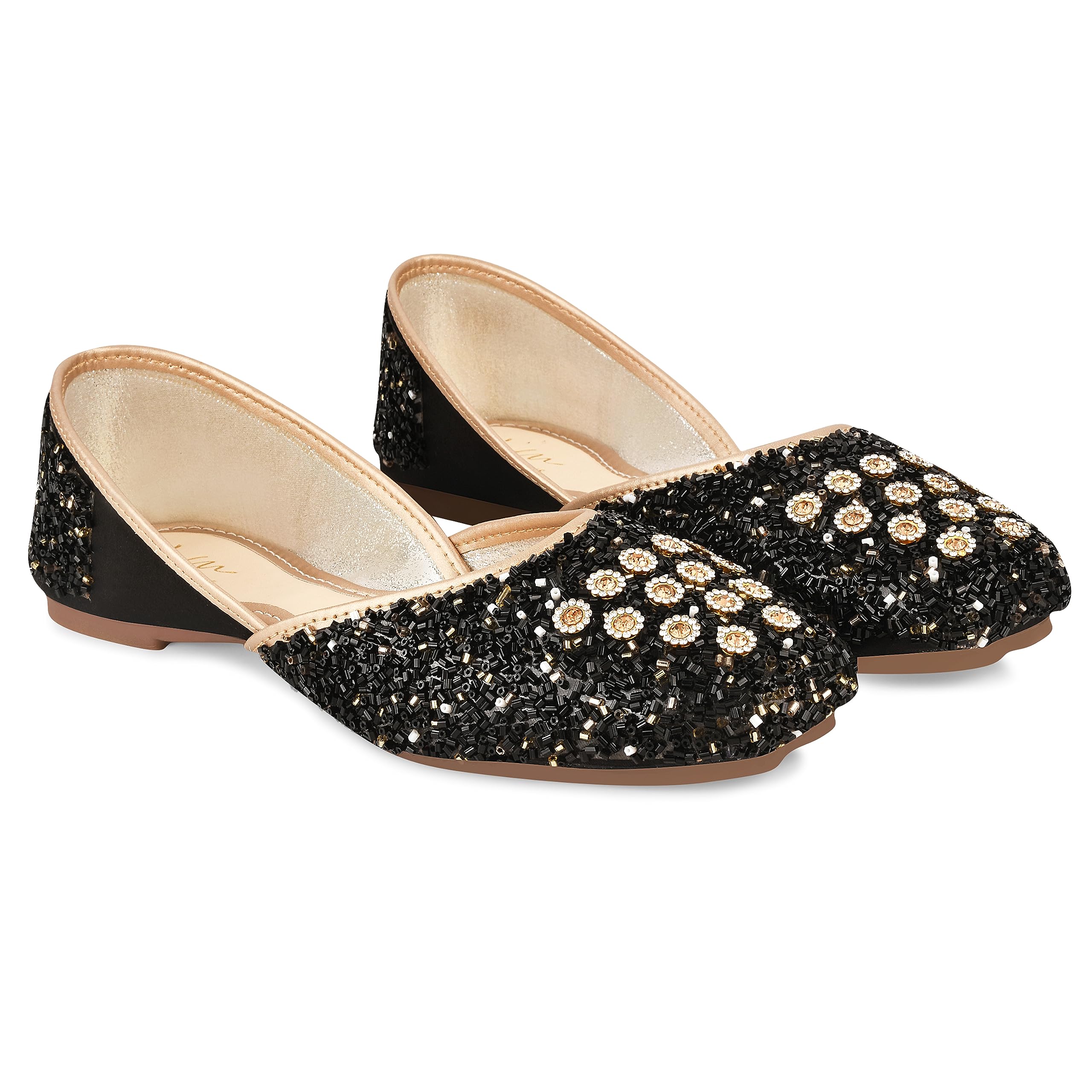 Embroidered Jutti For Women & Girls | Embellished Stone Work Jutti | Wedding Bellies | Women Ethnic Shoe Mojari | Kolhapuri/Jaipuri/Punjabi Jutties-image-8