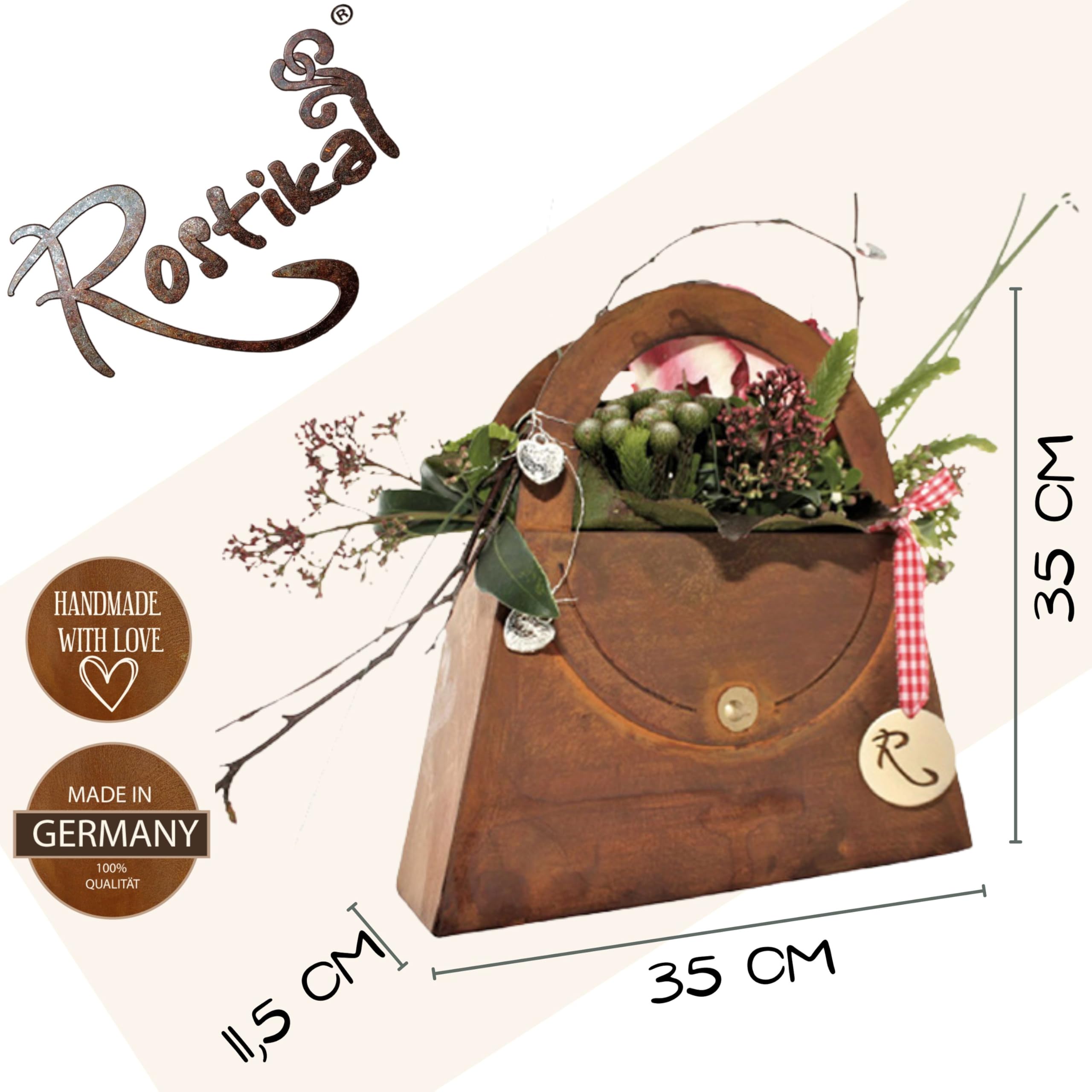 Rostikal Pflanztopf Tasche 35 x 35 Gartendeko Vintage Deko Wohnzimmer