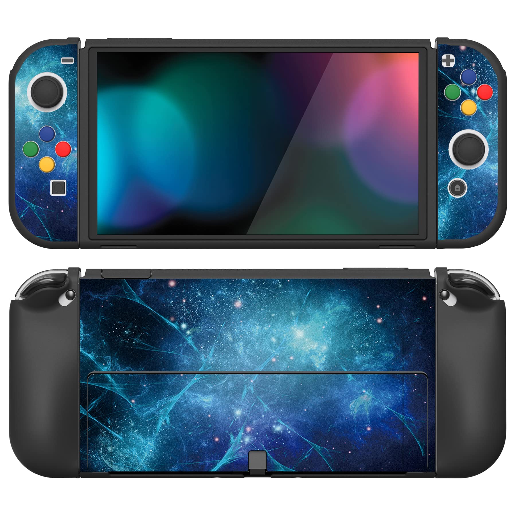 playvital ZealProtect Soft Protective Case for Nintendo Switch OLED, Flexible Protector Joycon Grip Cover for Switch OLED with Thumb Grip Caps & ABXY Direction Button Caps - Bright Pink — view 13