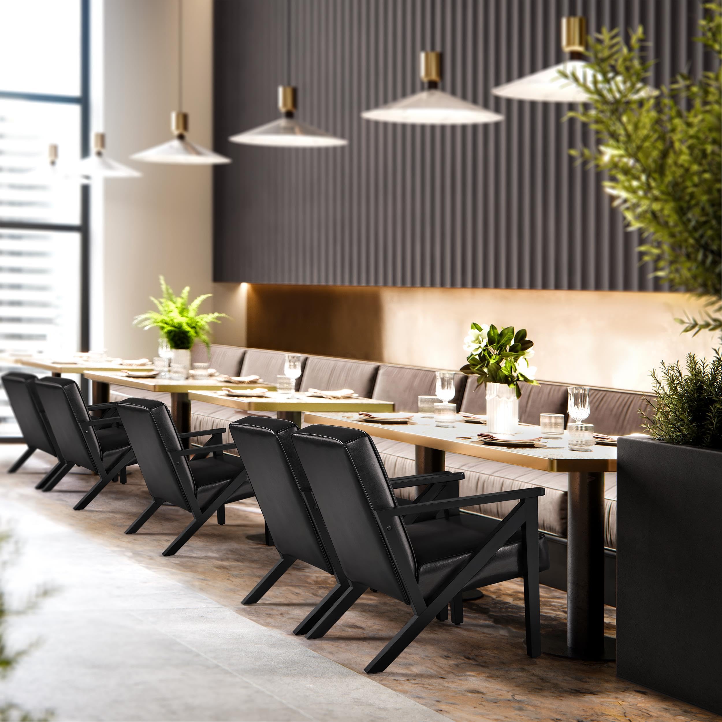 Yaheetech Fotel telewizyjny do wypoczynku, ze sztucznej skóry, fotel wypoczynkowy, tapicerowany, pojedyncza sofa z nogami z litego drewna, na balkon/do salonu/sypialni, recepcji, kolor czarny