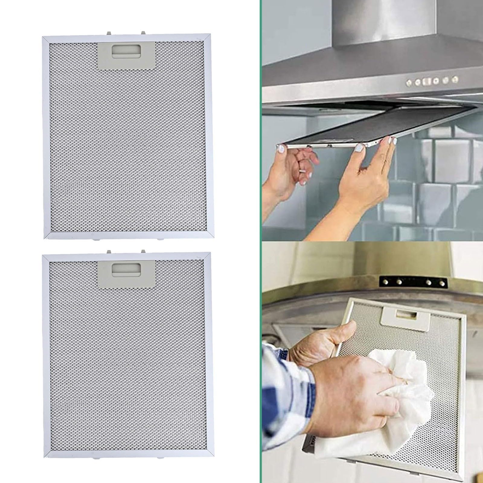 CNANRNANC 2 filtros de grasa de malla de aluminio de metal para campana extractora, 300 x 250 mm para campana extractora RANGEMASTER, filtro de metal para varias marcas de campanas extractoras (2 — view 2