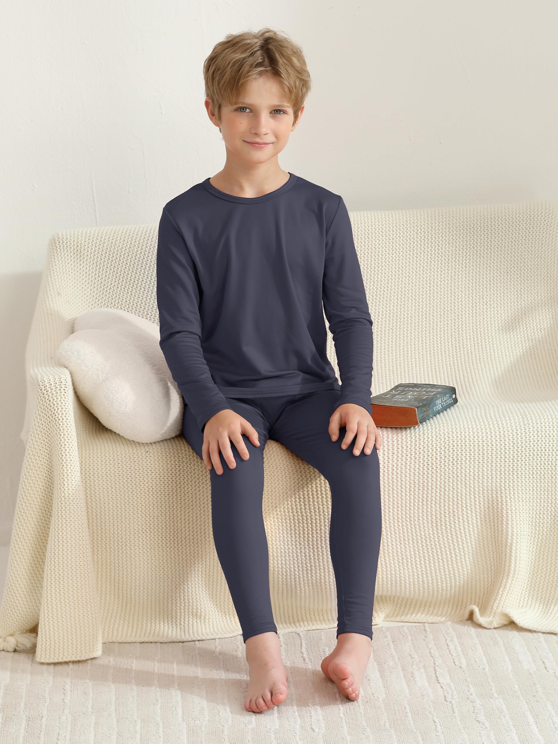 VZV 3er-Set Thermounterwäsche-Set für Jungen, Thermounterwäsche-Set, lange Unterhose für Jungen, mit Fleece gefüttert, Basisschicht für Skifahren, kaltes Wetter