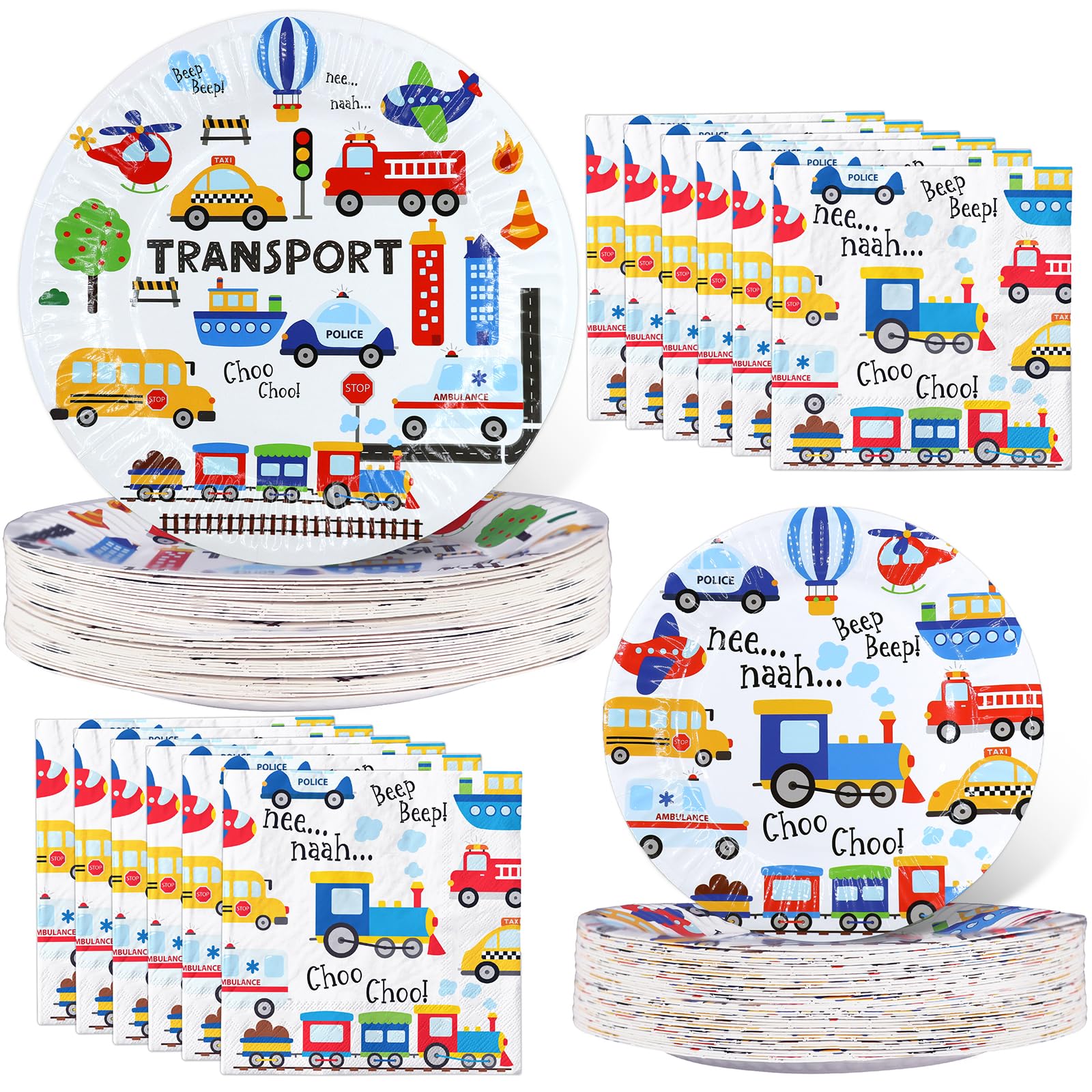 HaPiBiDesign Transportation Birthday Party Decorations Transportation Party Napkins and Plates Transportation Birthday Party Favors Transportation Party Supplies