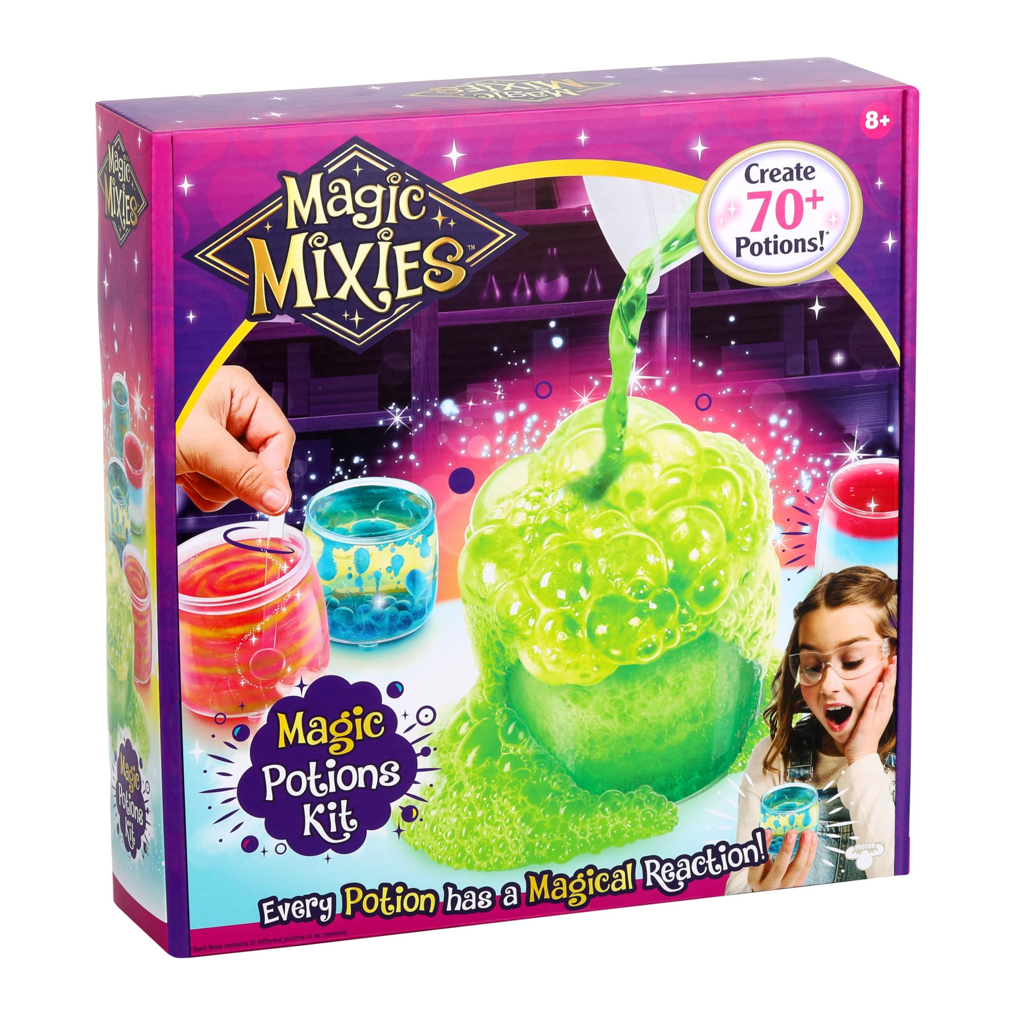 Magic Mixies Kit di Pozioni Magiche - Usa il Libro Degli Incantesimi per Creare Oltre 70 Pozioni Che Frizzano, Bollono e Cambiano Forma