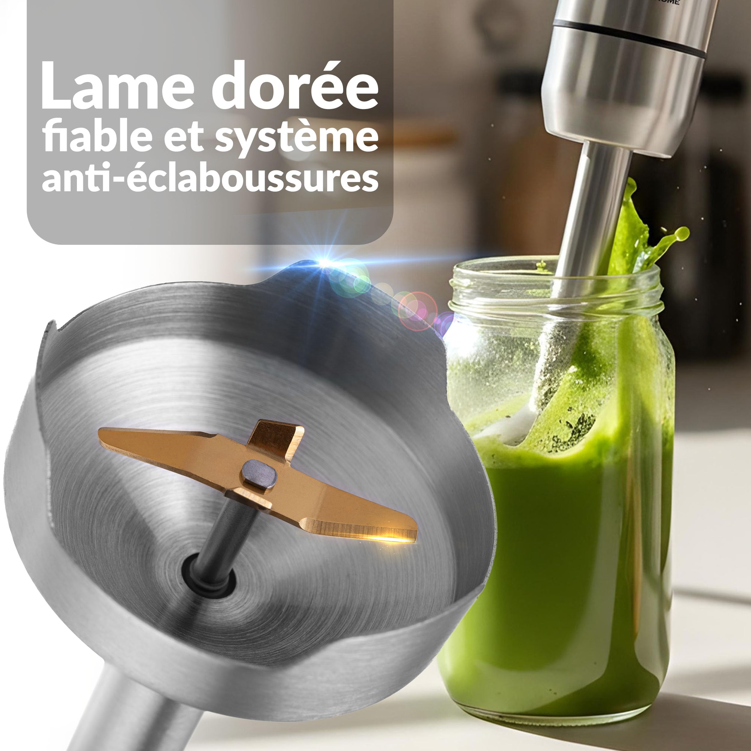 LEHMANN Chowmei 5-en-1 Mixeur Plongeant 1200 W, Réglage de vitesse à 8 niveaux, Fonction Turbo, Mixeur Multifonction avec 6 accessoires - Batteur, Fouet, Hachoir 600 ml, Verre Doseur 860 ml