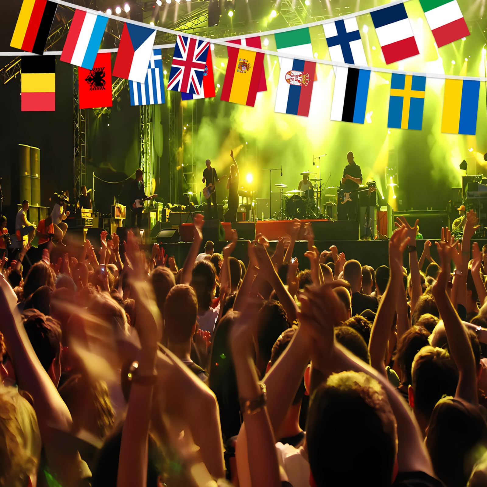 Eurovision Bunting Party Decorations, 37 Country Fabric European Flag Bunting- 12m Long 2025 Eurovision Song Contest Decorations for Indoor Outdoor Garden Bar (1 Pack) - Image 4