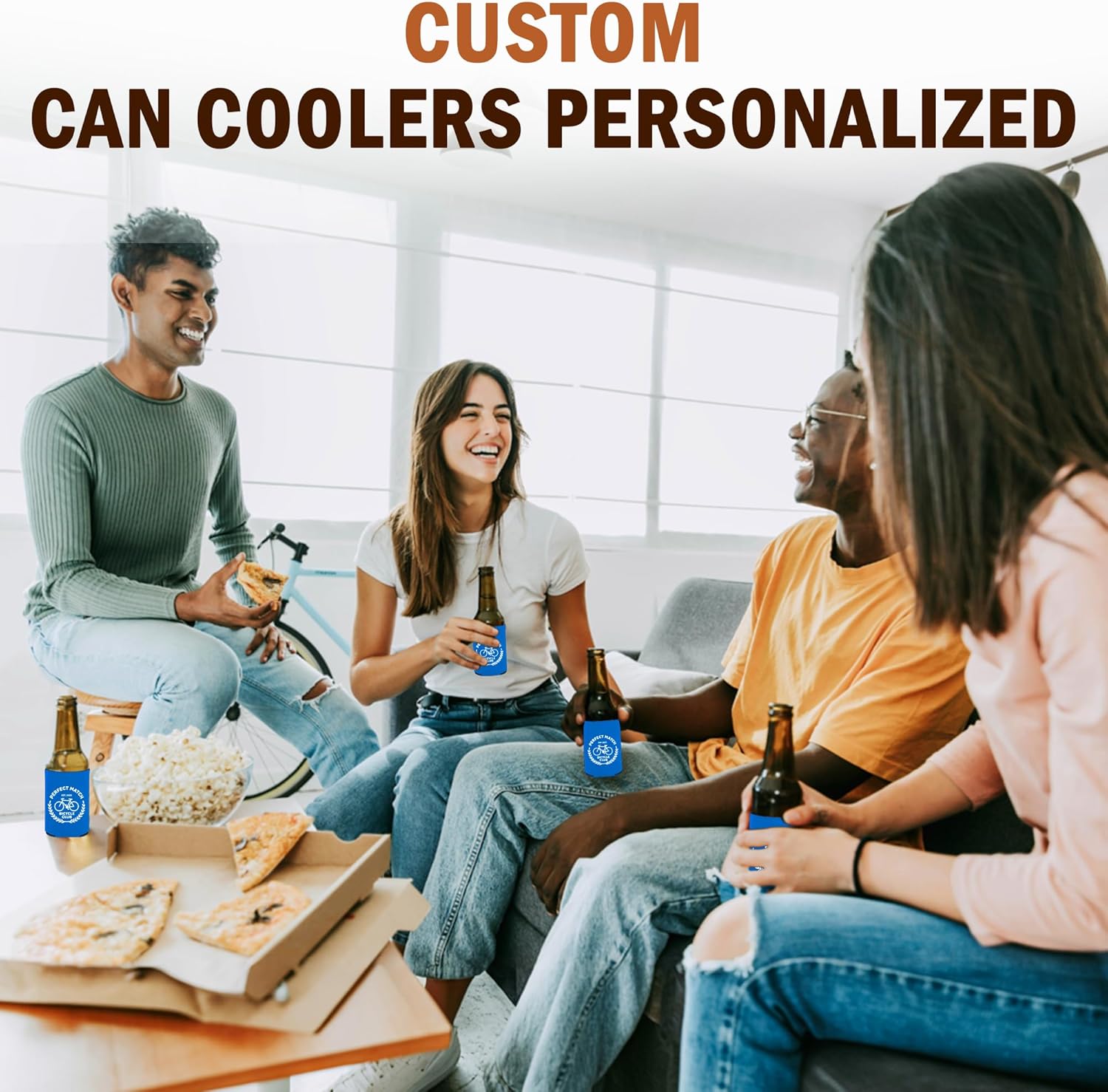 20-1000 Packs Custom Can Coozies Bulk, Personalized Coolers Sleeves with Photo Text Logo, Foldable Portable Gifts for Weddings, Birthdays, Bachelor Party (Regular – 12 OZ)