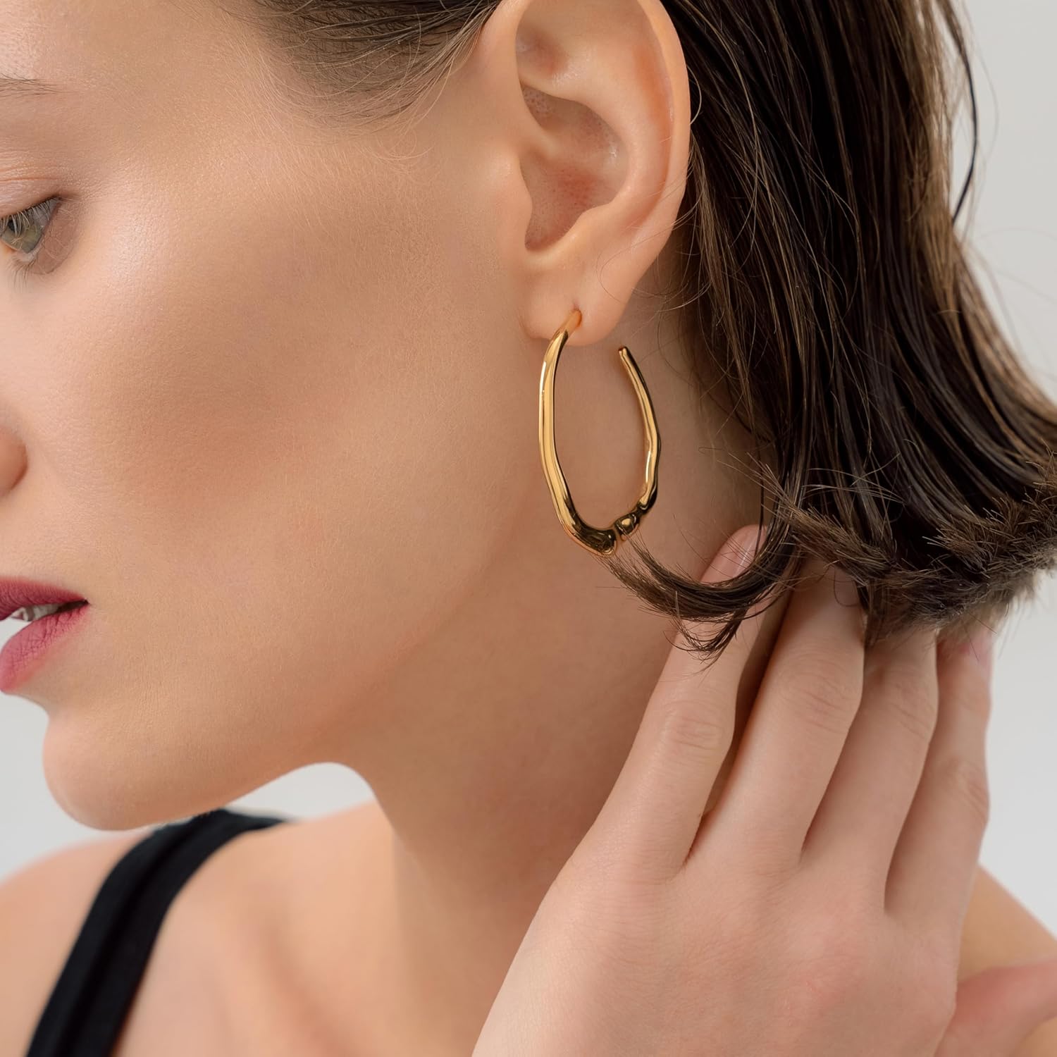 Waterproof Hoop Earrings for Woman | Hypoallergenic Earrings | 18K Real Gold PVD Plated | Silver Hoops | Gold Hoops | Chunky Earrings | Tarnish Free Jewelry
