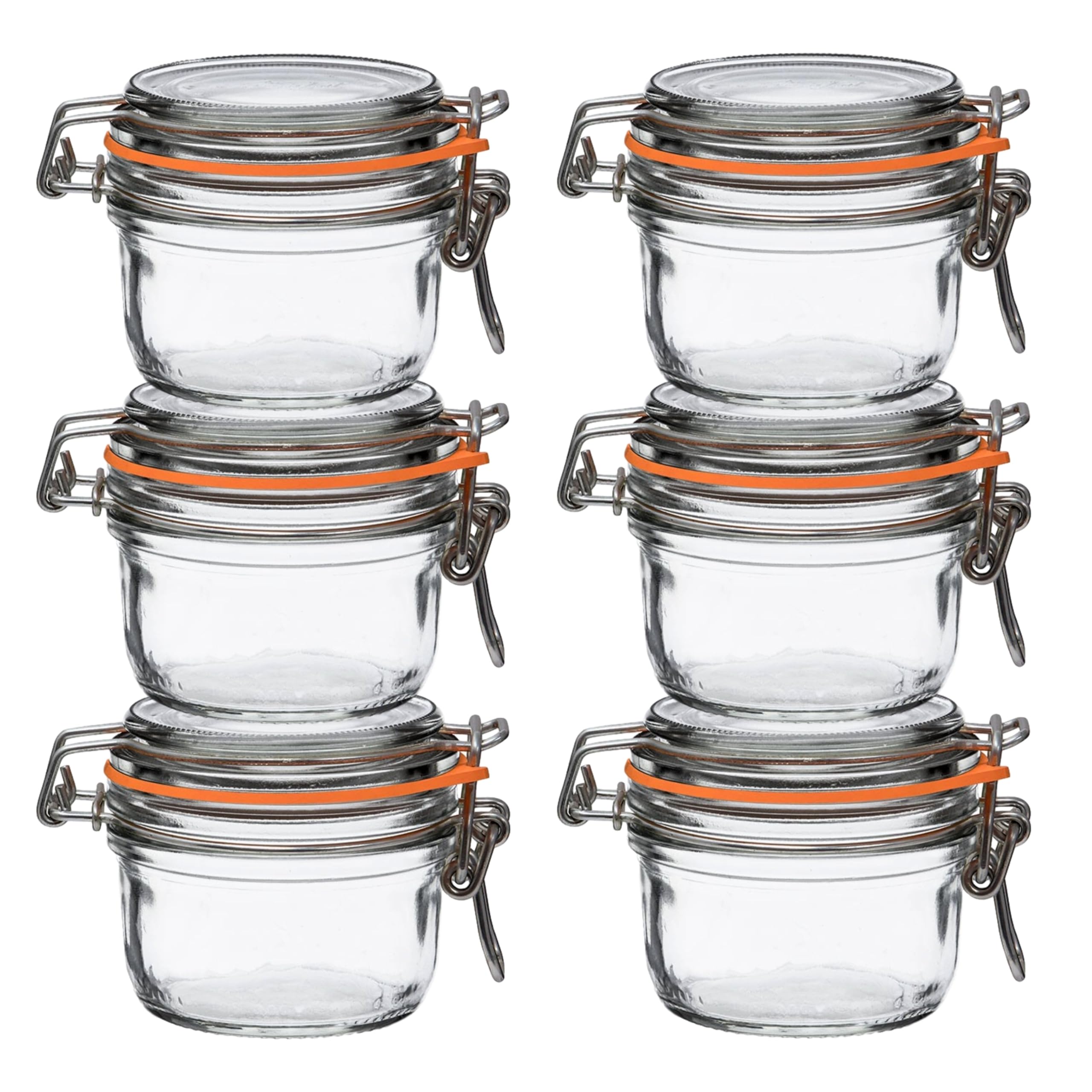 Le Parfait 125Ml -4Oz (Pack Of 6) Super Terrine Jar,4Oz (Pack Of 6) 125Ml Clear Jars Airtight Hinged Lids W/ Leak-Proof Rubber Seal,Ideal For Canning, Christmas Candy Jar, Coffee, Flour & Other Baking Supplies