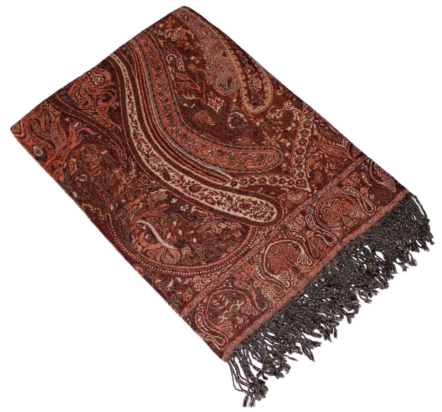 Couverture en laine jacquard Lorenzo Cana plaid canapé cachemire marron
