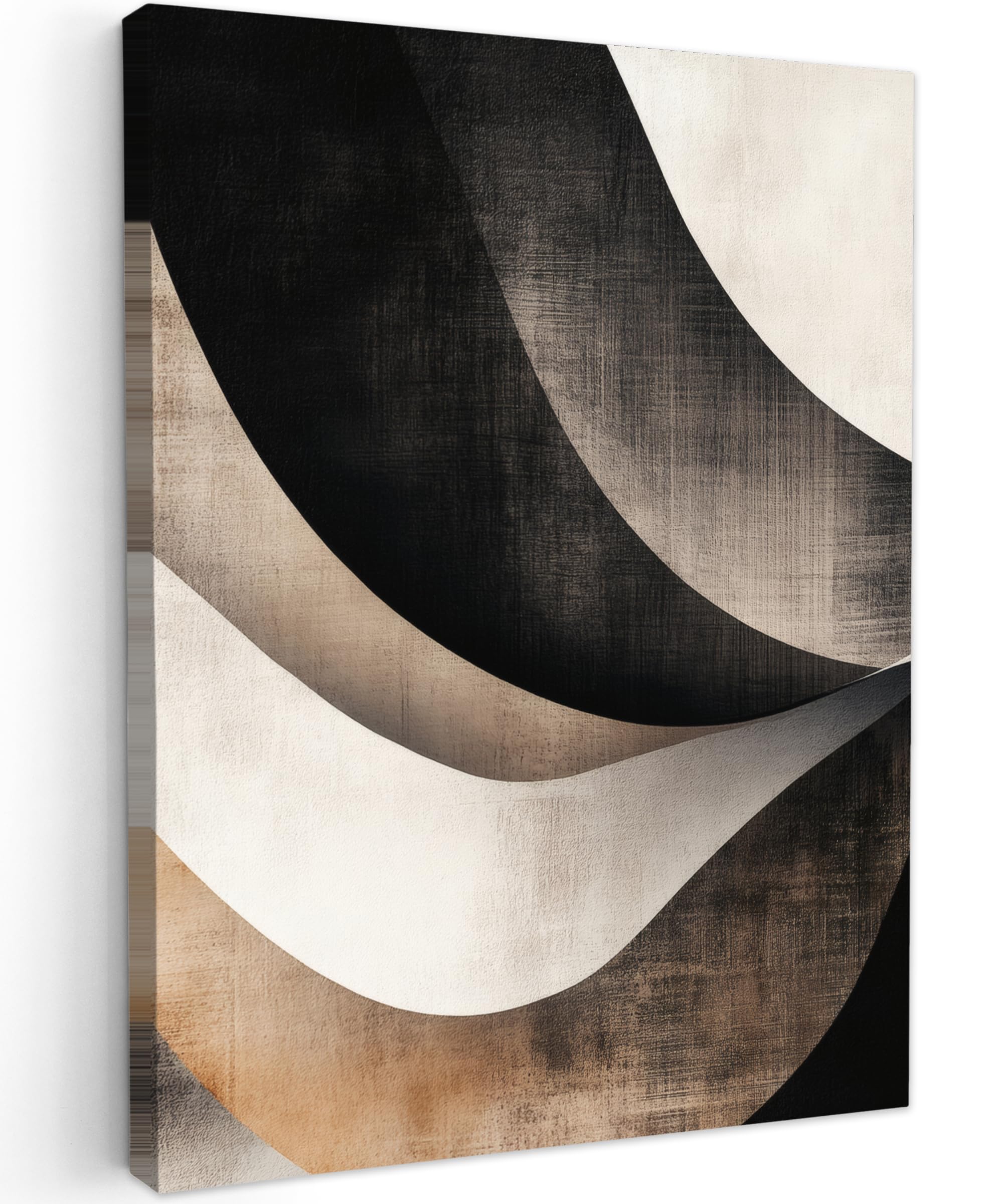 MuchoWow© Canvas Wall Art 12"x16" / 30x40 cm Decor Hanging Pictures for Living Room Canvus Artwork Deco Walls Abstract - Waves - Black - Weathered
