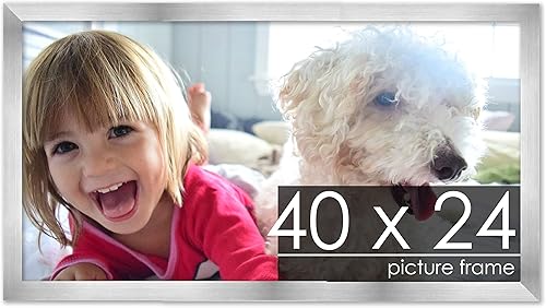 Miniatura 37 de Marco de 28 x 36 pulgadas de madera de peltre plateado con plexiglás acrílico UV, parte trasera de tablero de espuma y accesorios incluidos