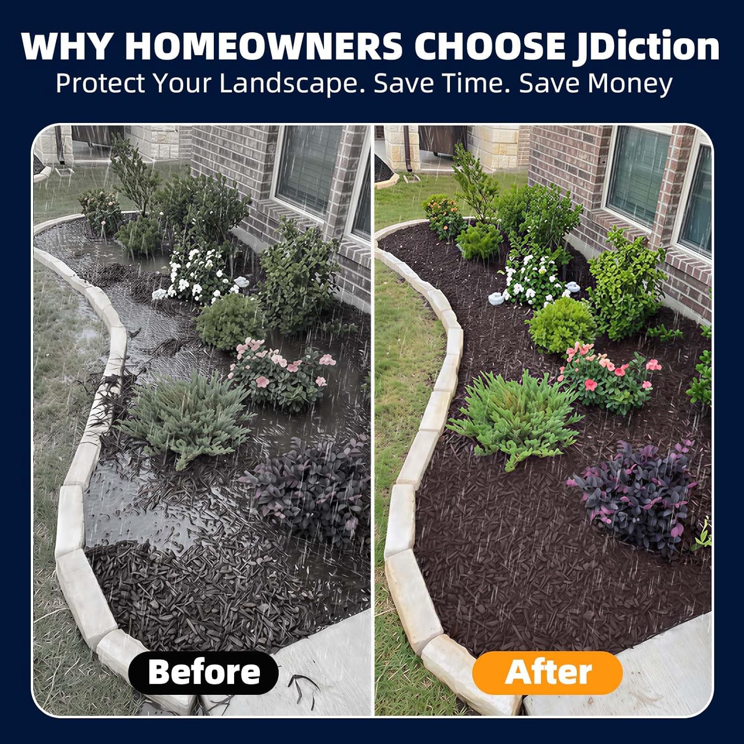 JDiction Mulch Binder 2 Gallon Value Pack - Ready-to-Use Landscape Glue & Gravel Binder for Bark, Driveway Edges & Pea Gravel - Non-Toxic, Intertek Green Leaf Certified, Heavy-Duty Erosion Control