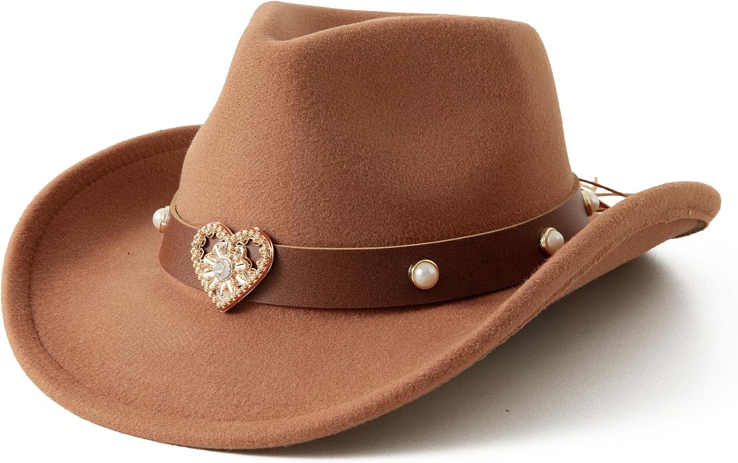 Jastore Western Cowboy Hat for Kids Girls with Heart Shaped Buckle Blet Cowgirl Hat Rodeo Party Hats