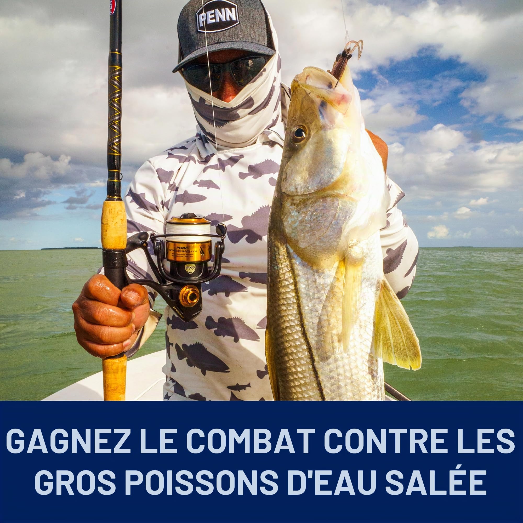 Penn Spinfisher VII Moulinet de pêche en mer salée IPX5 CNC Noir et Or