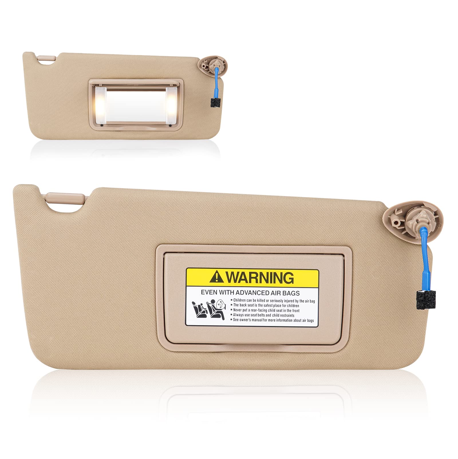 Right Passenger Side Sun Visor for Honda Accord 2008 2009 2010 2011 2012, Replace for 83230TA0A91ZA, Beige Right side Sun Visor with Light